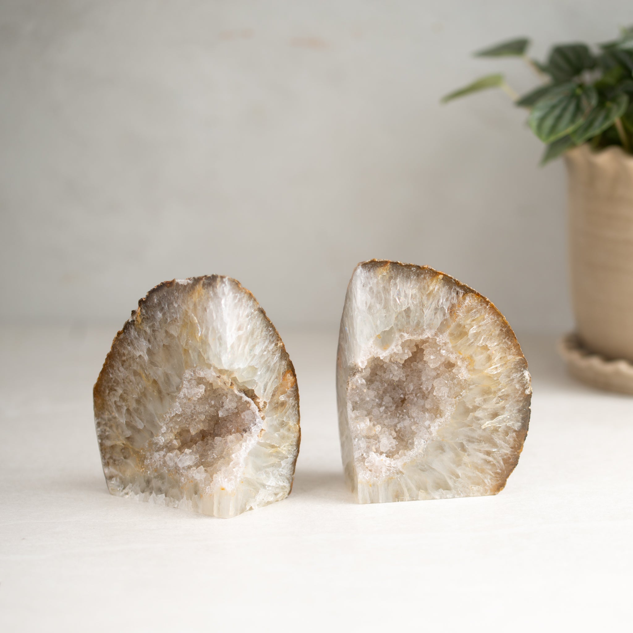 Agate with Quartz Bookends | G