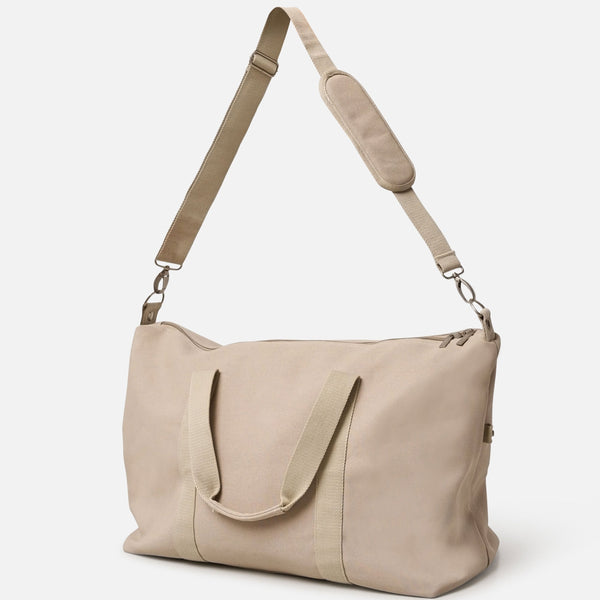 Beige Canvas Weekender Bag