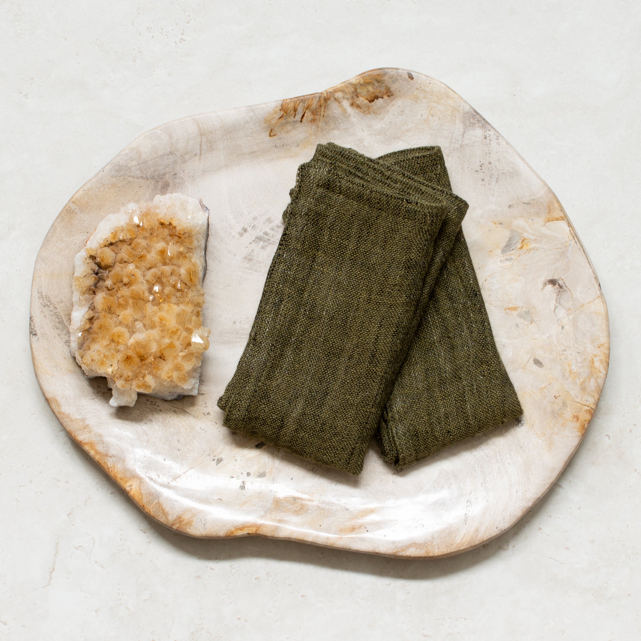 Linen + Cotton Face Washer | Deep Moss