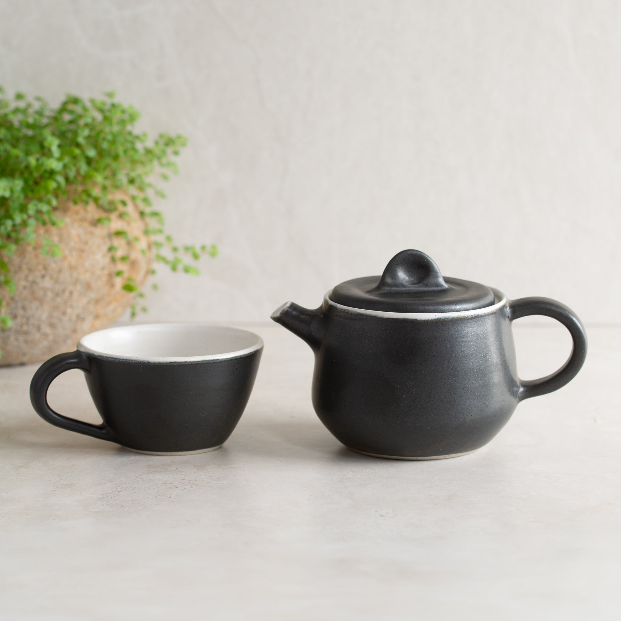 Black Ceramic Teapot