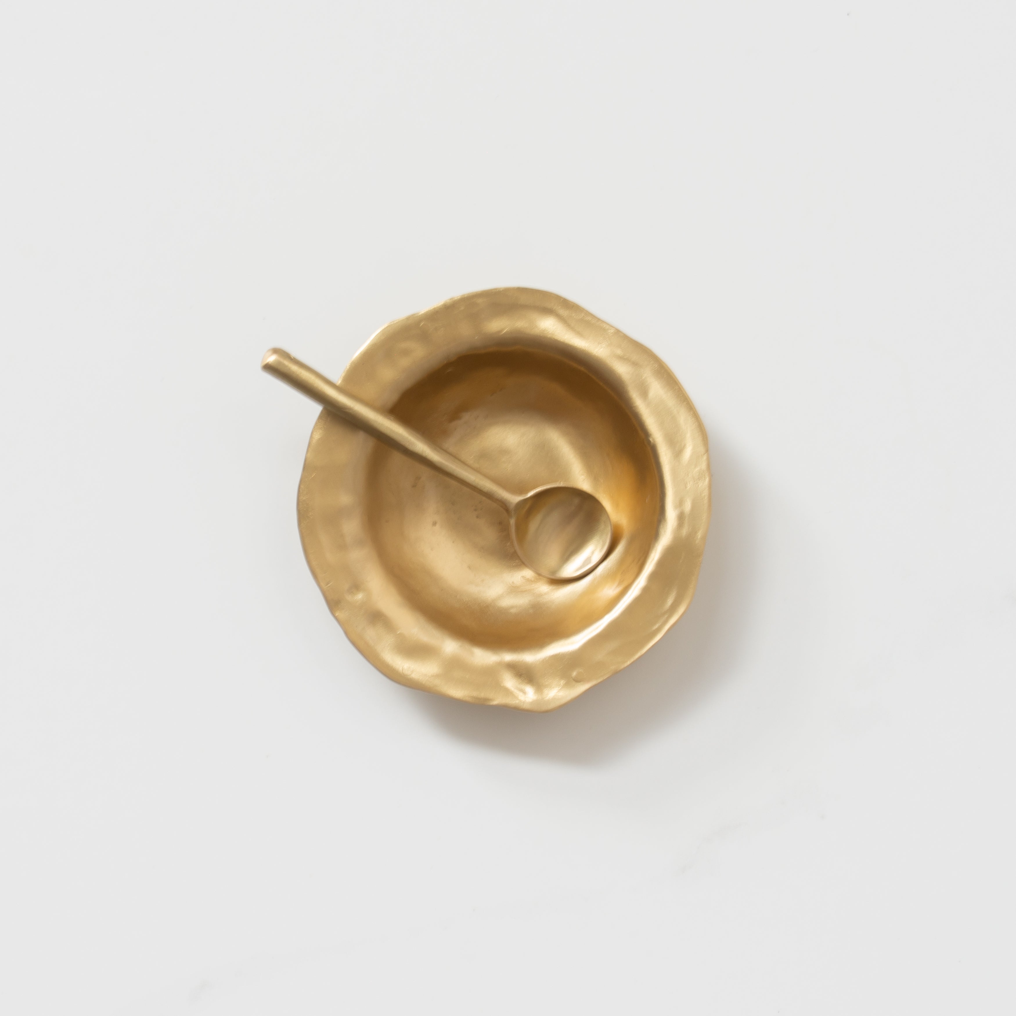 Organic Brass Trinket Dish + Spoon Set