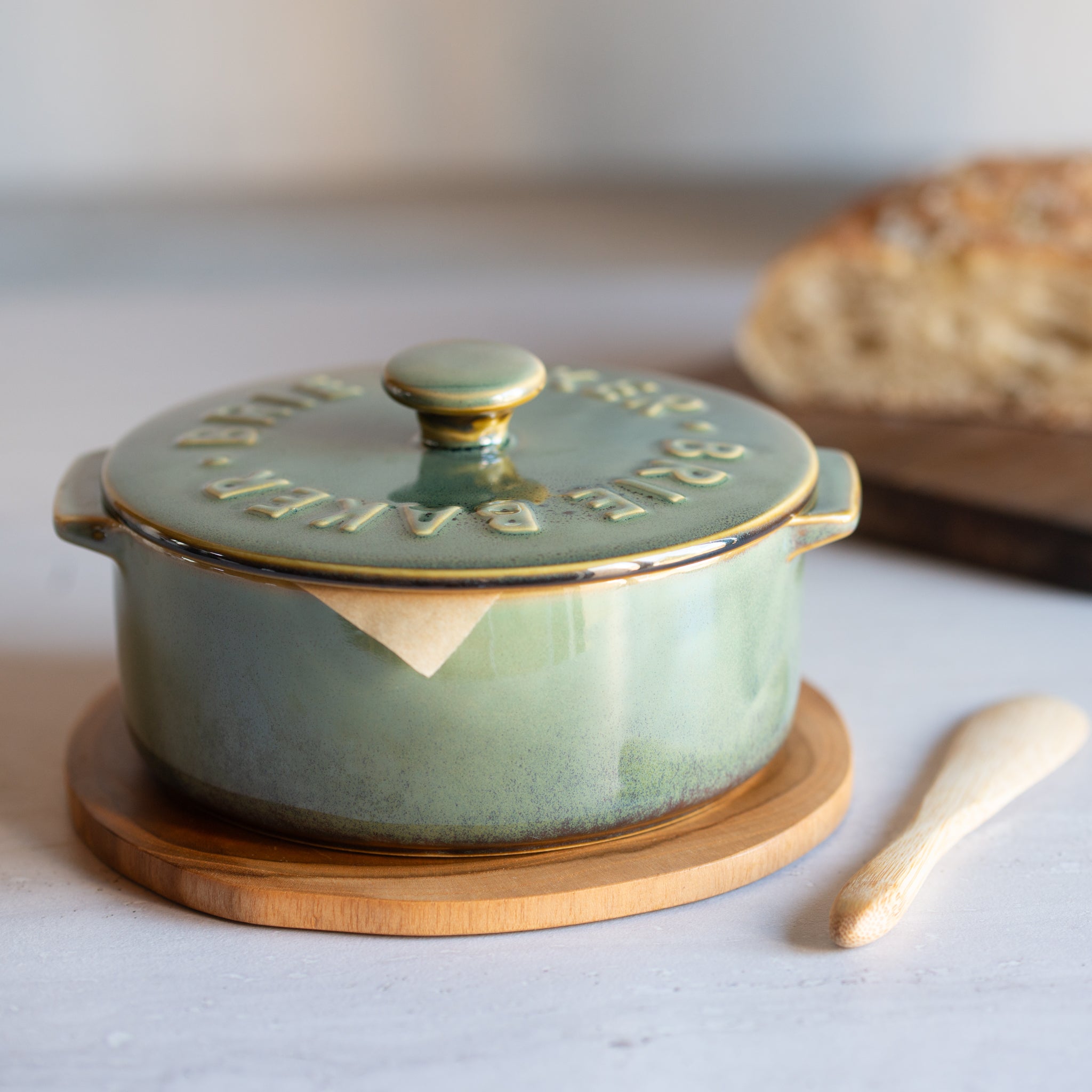 Ceramic Brie Baker| Olive Green