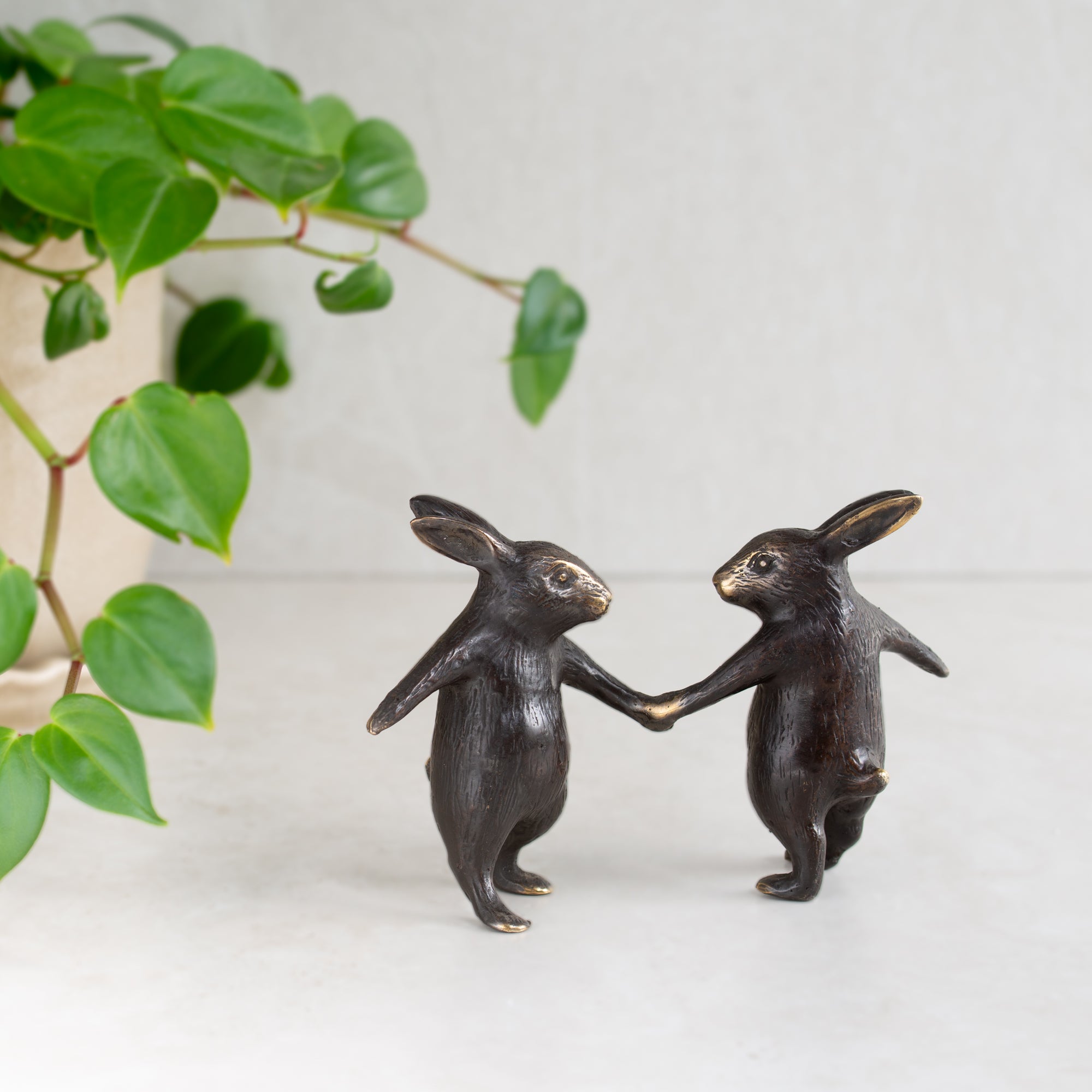 Bronze Dancing Rabbits Sculpture | Antique / Gold Finish