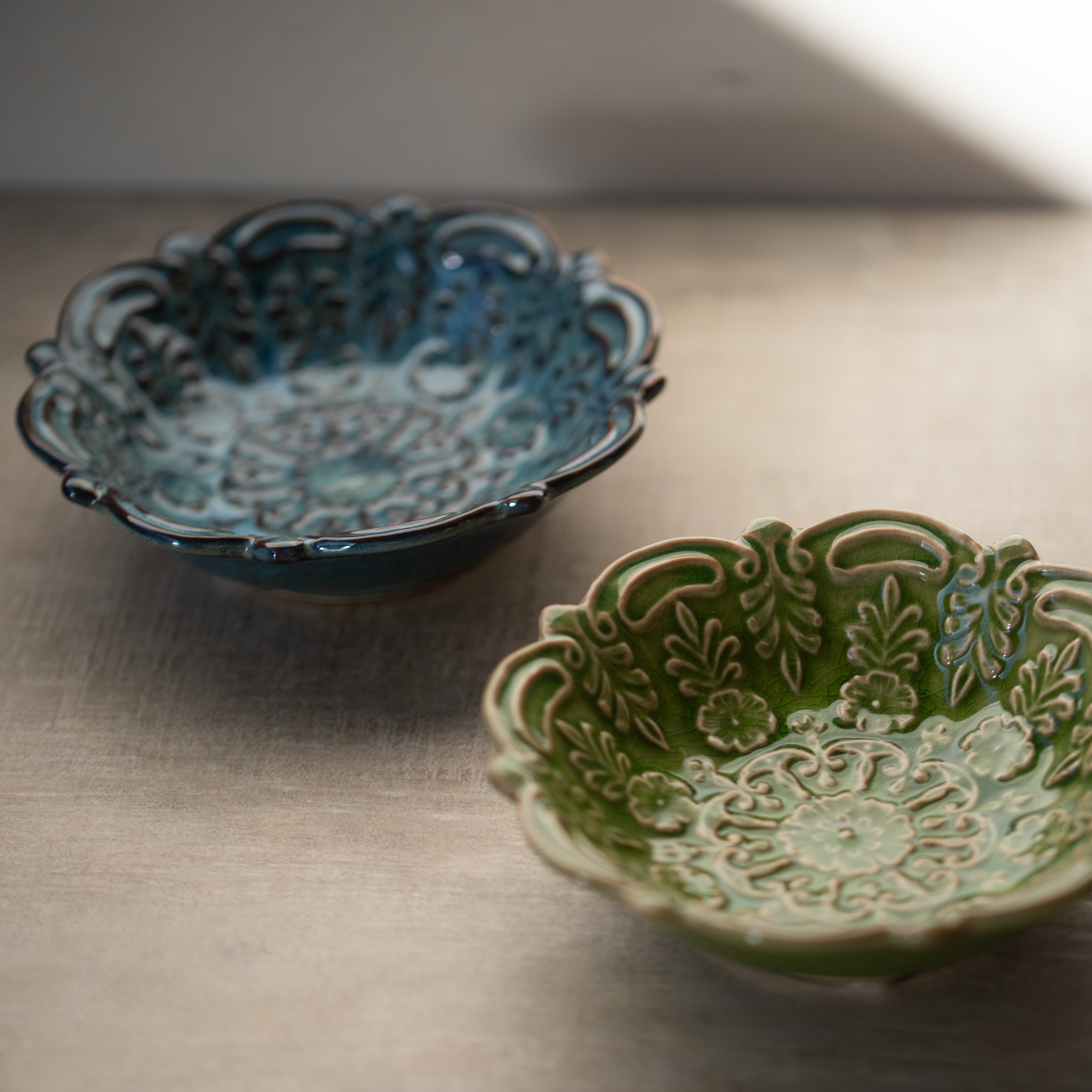 Ceramic Trinket Plate | Ornate | Blue