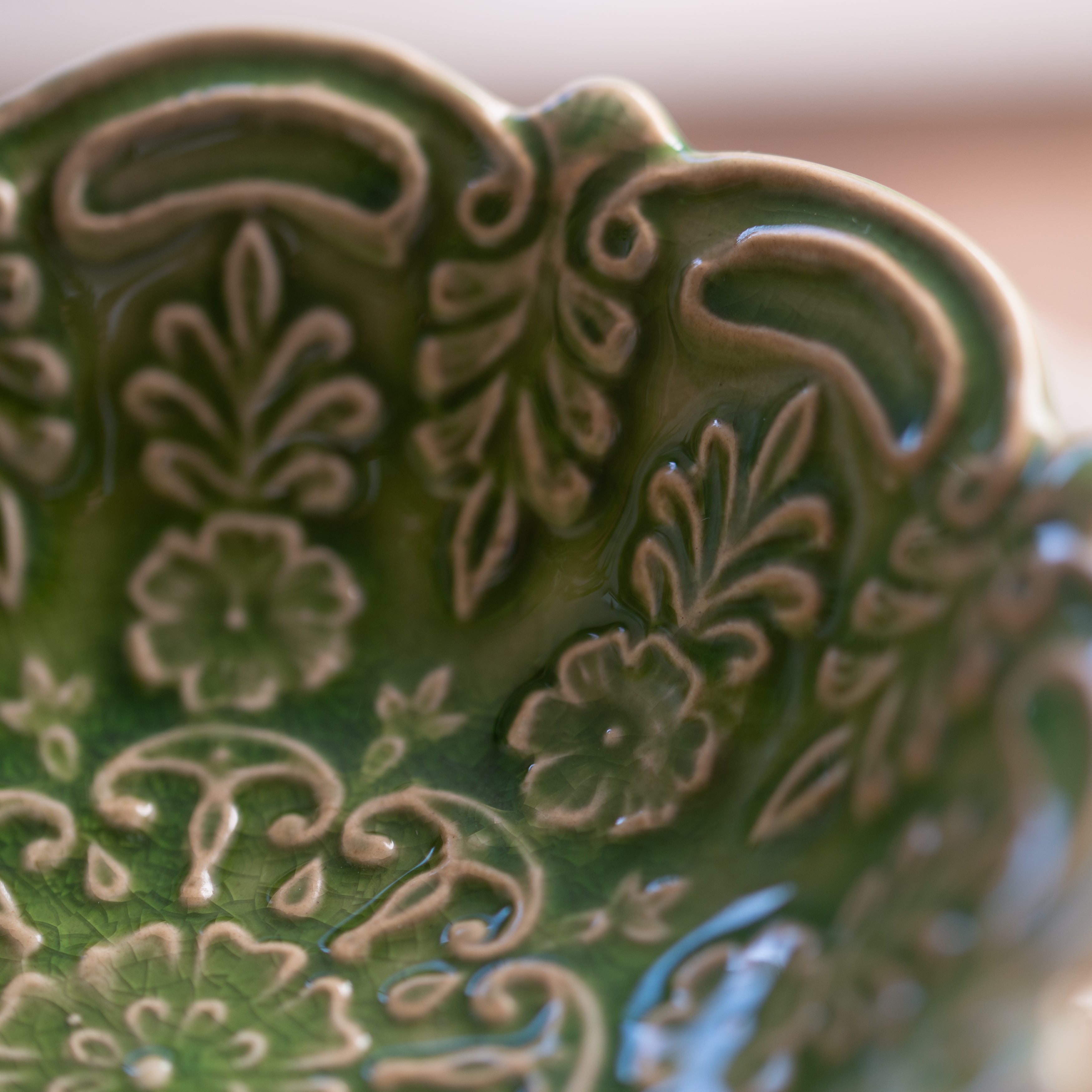 Ceramic Trinket Plate | Ornate | Green