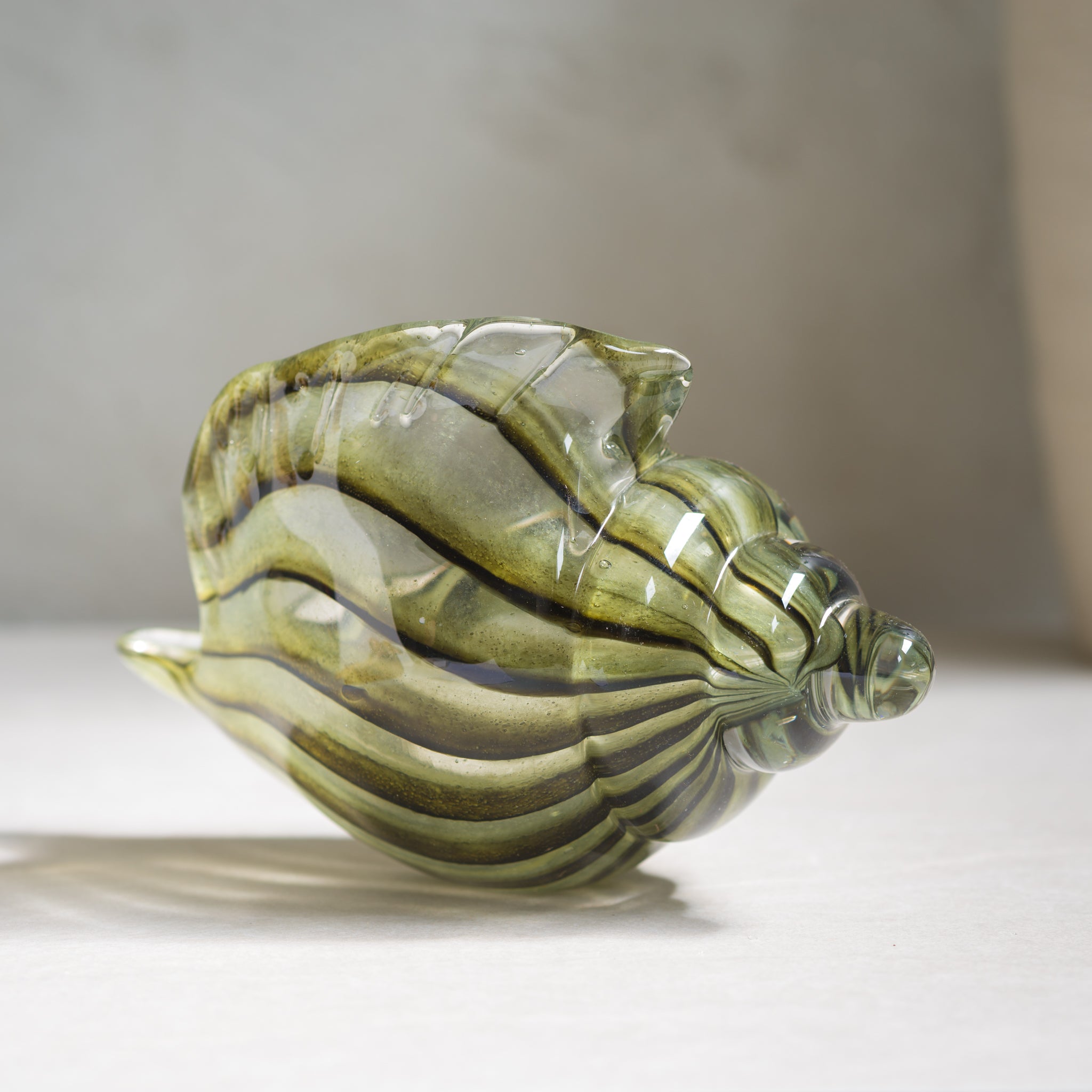 Conch Shell Glass Sculpture | Olive