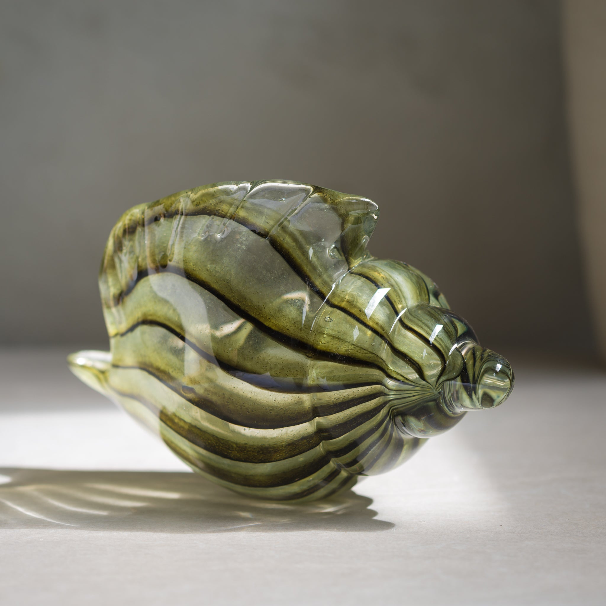 Conch Shell Glass Sculpture | Olive