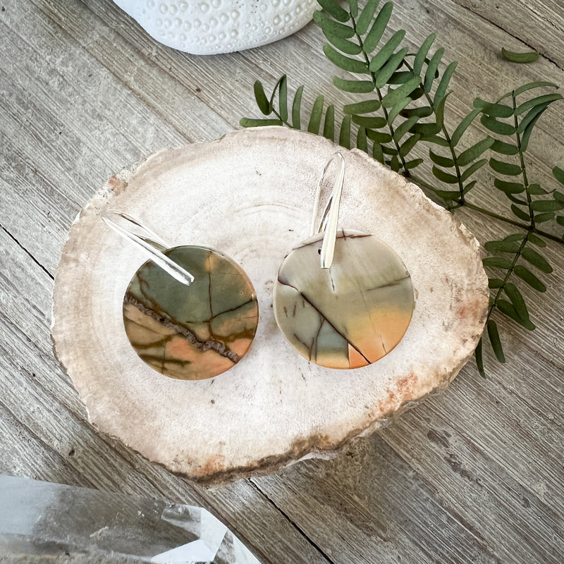 Natural Stone Earrings | Picasso Jasper Circles [Design C]