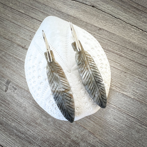 Natural Stone Earrings | Picasso Jasper Feathers [Design I]