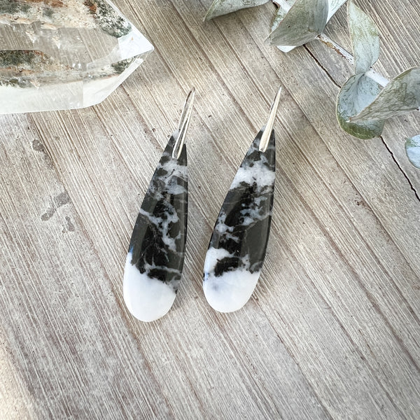 Natural Stone Earrings | White Zebra Jasper Drops