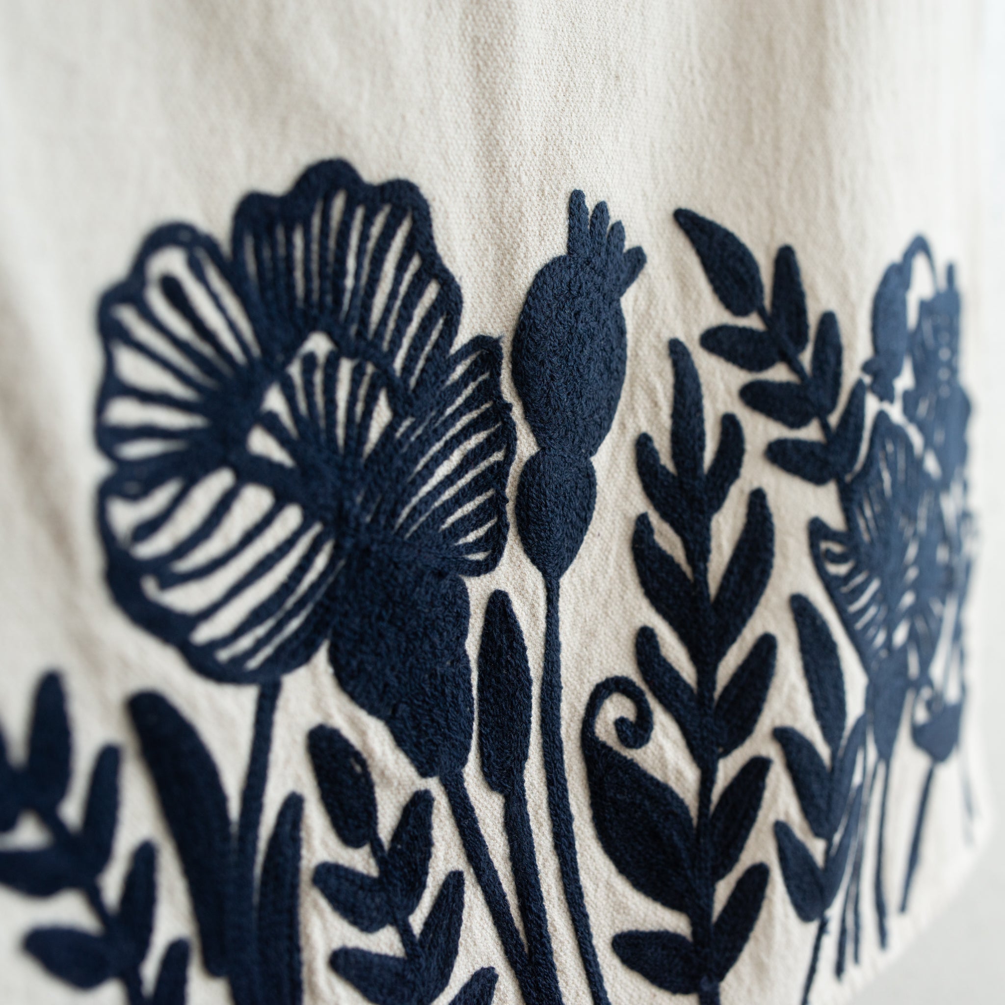Embroidered Kitchen Towel | Indigo Poppy