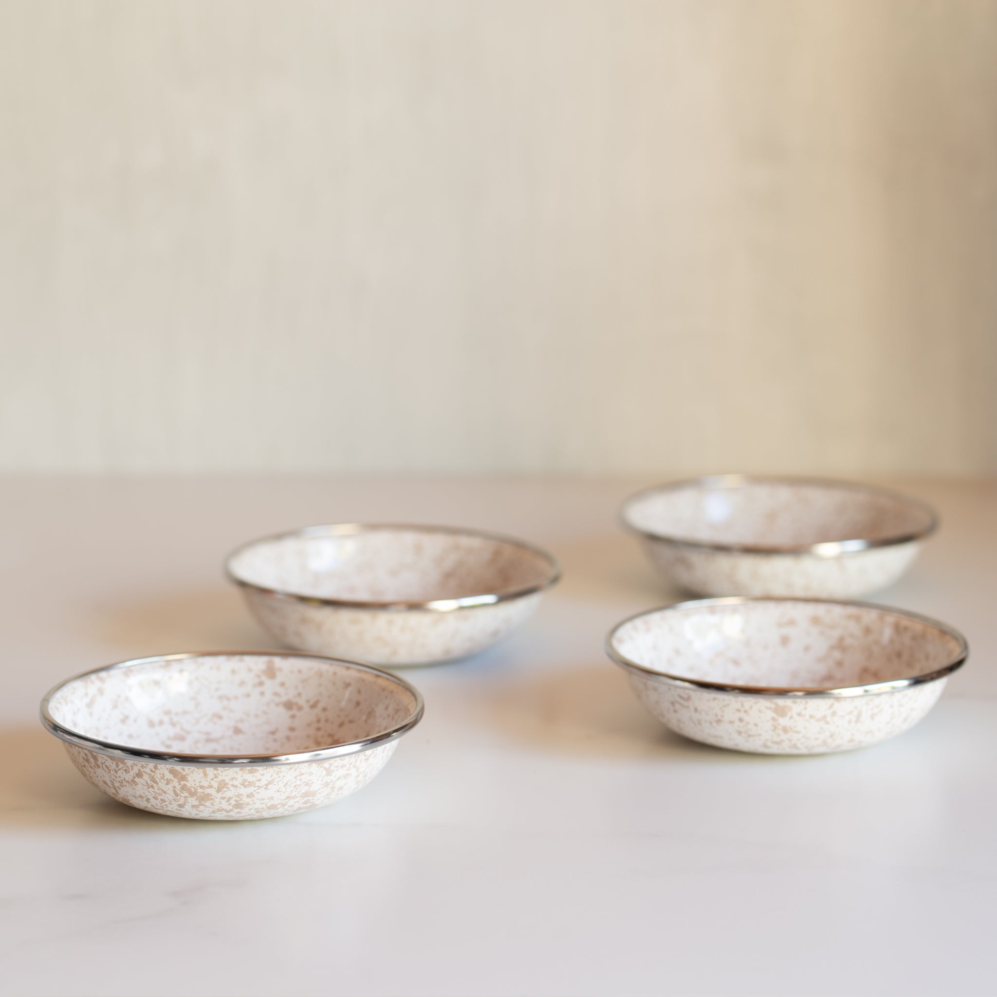 Enamel Tapas Dishes | Set 4 | Beige Speckle