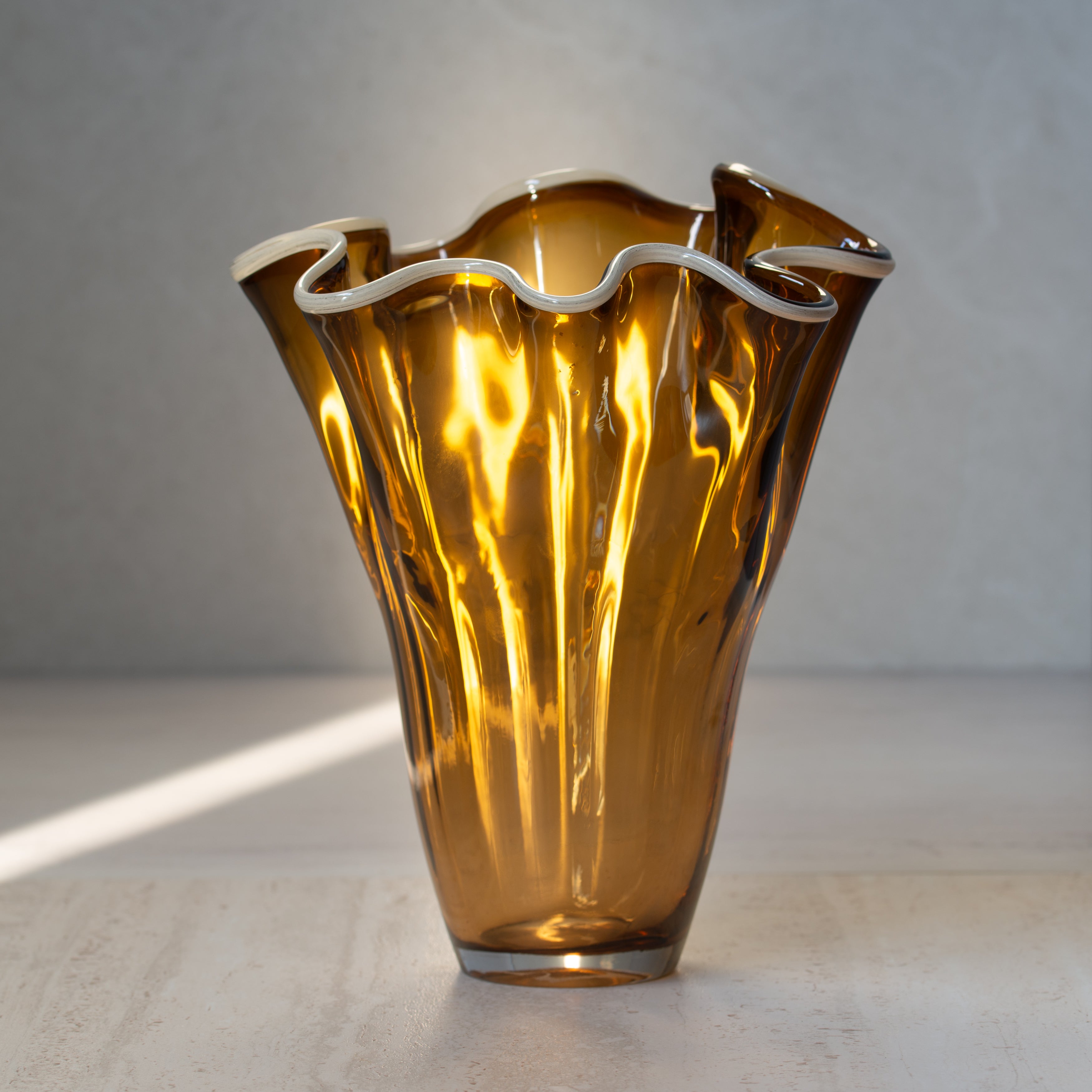Enesi Glass Vase | Amber + Ivory | Medium
