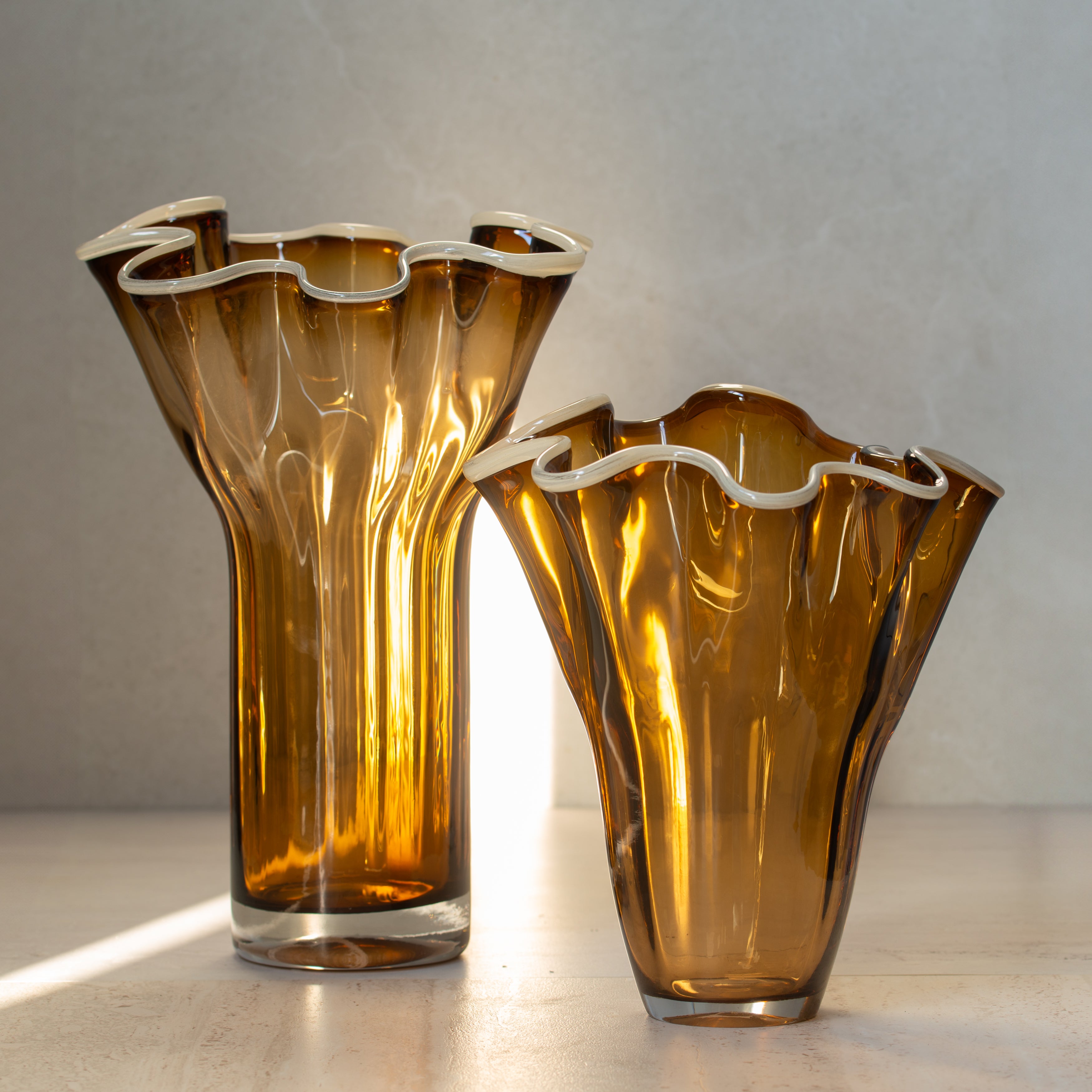 Enesi Glass Vase | Amber + Ivory | Tall