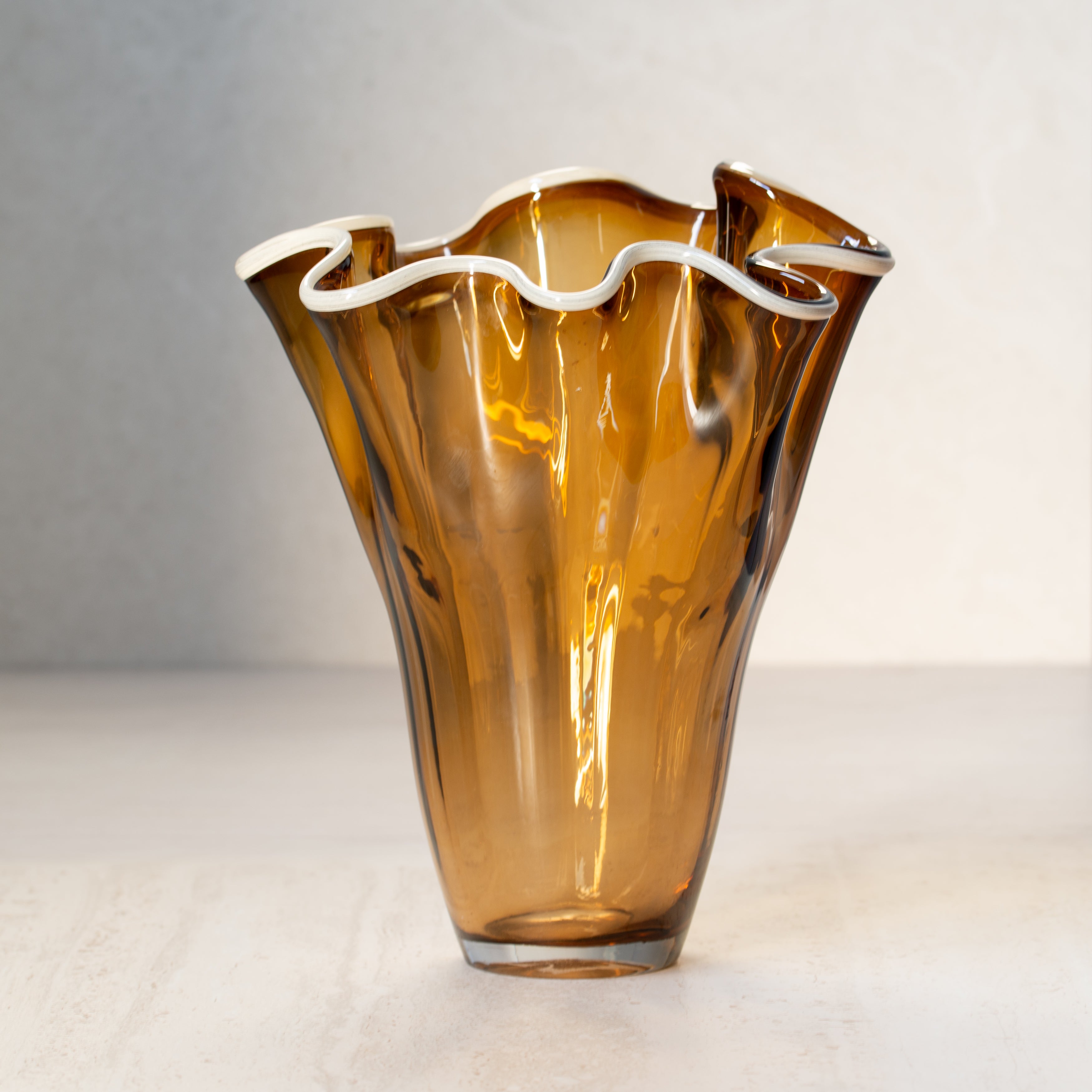 Enesi Glass Vase | Amber + Ivory | Medium