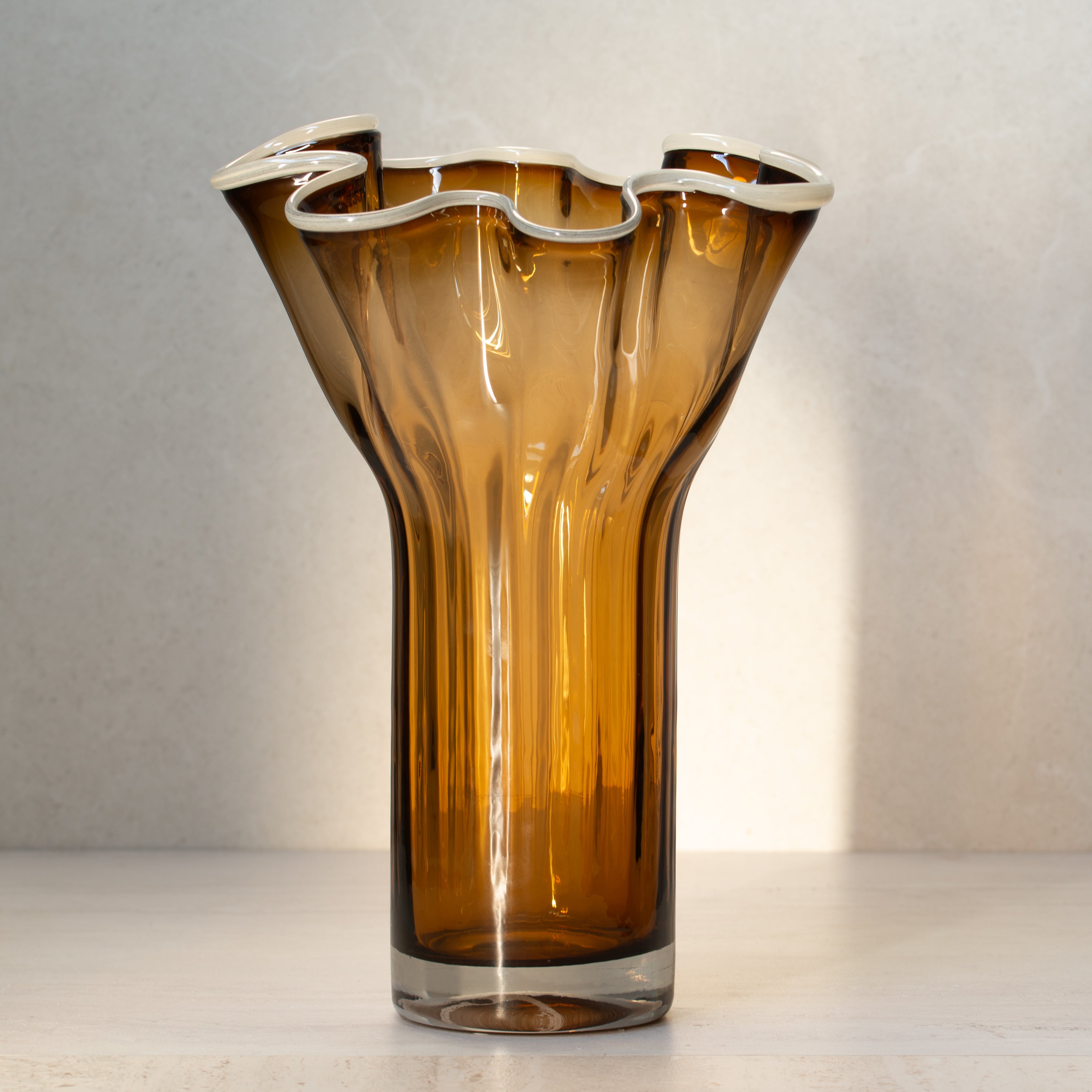 Enesi Glass Vase | Amber + Ivory | Tall