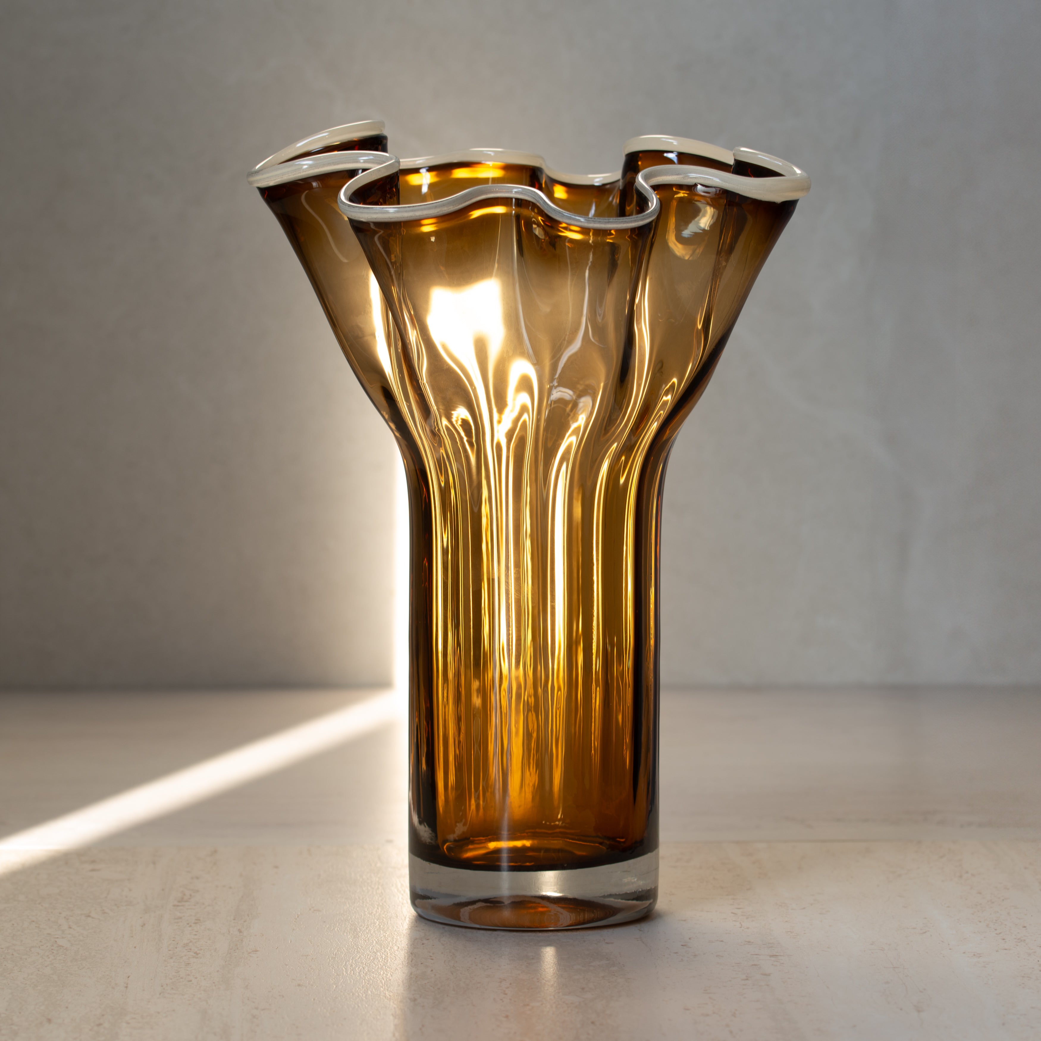 Enesi Glass Vase | Amber + Ivory | Tall