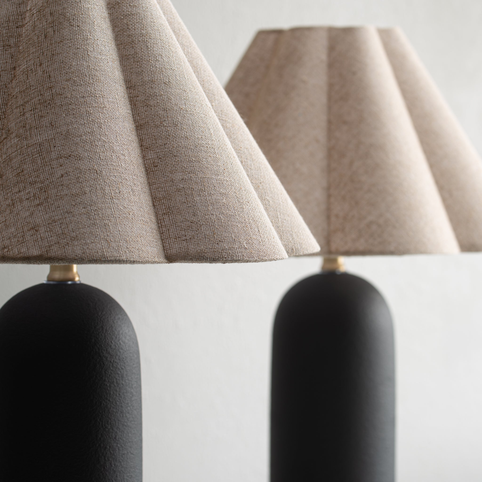 Florence Ceramic Lamp | Black + Natural | Pair