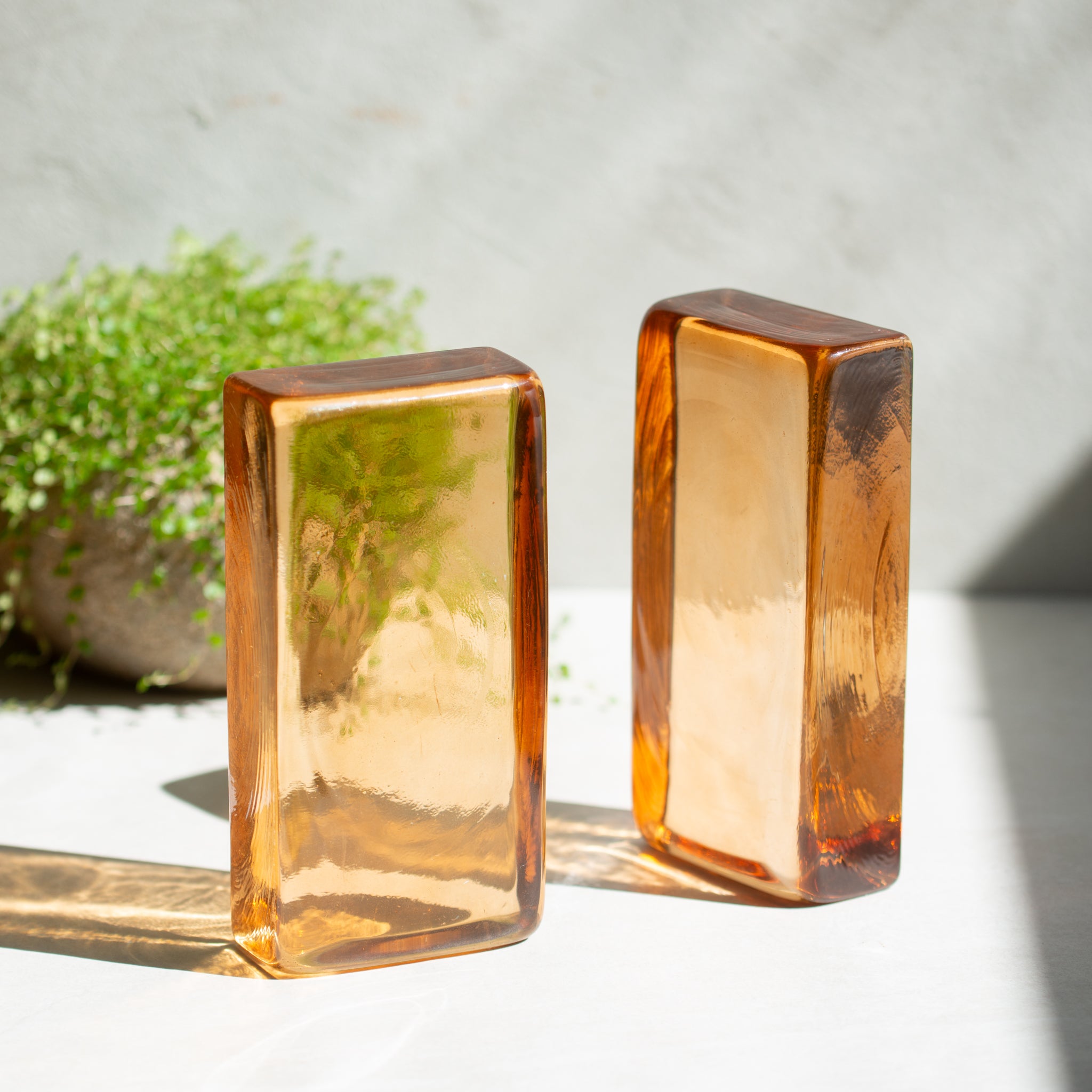 Glass Brick Sculpture | Amber