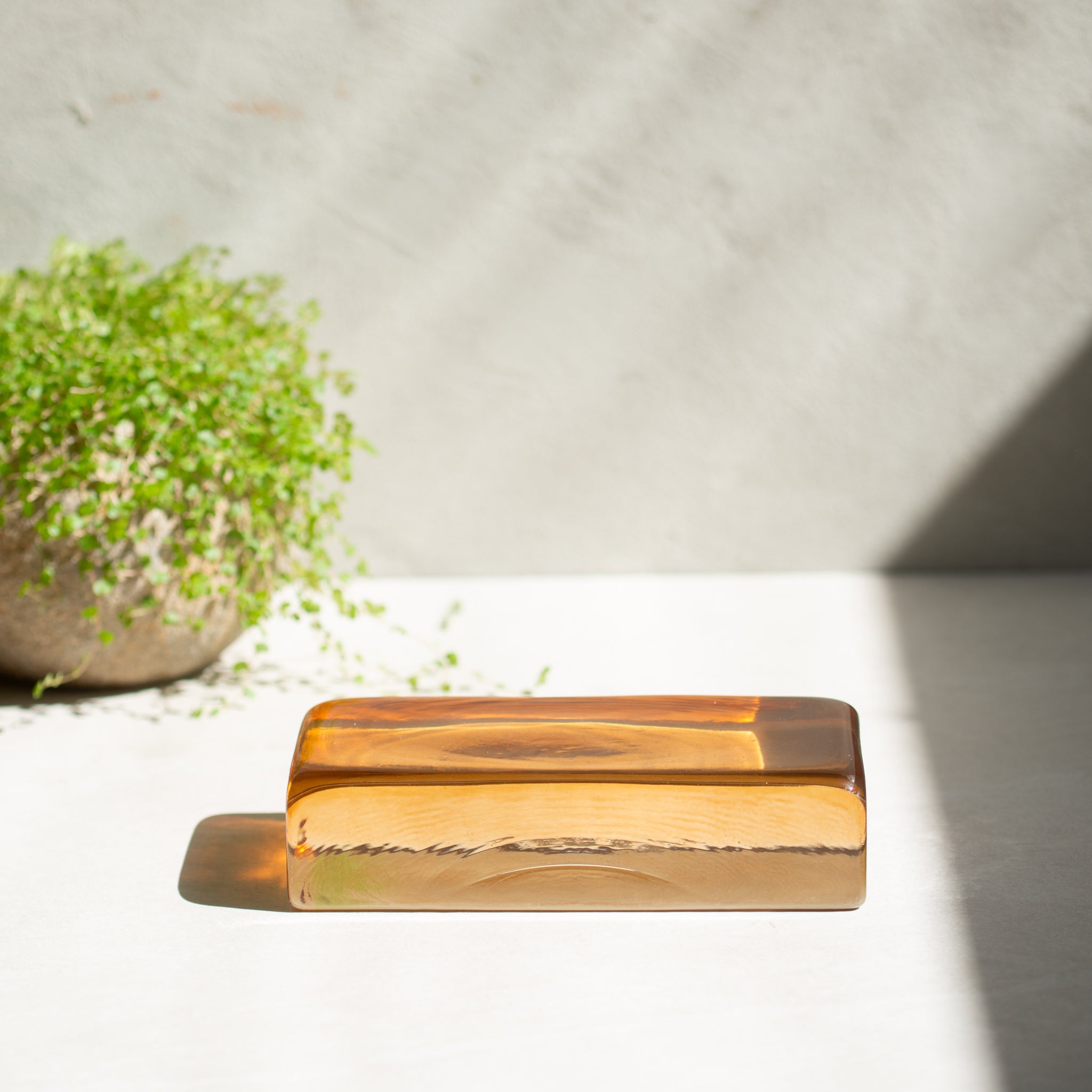 Glass Brick Sculpture | Amber