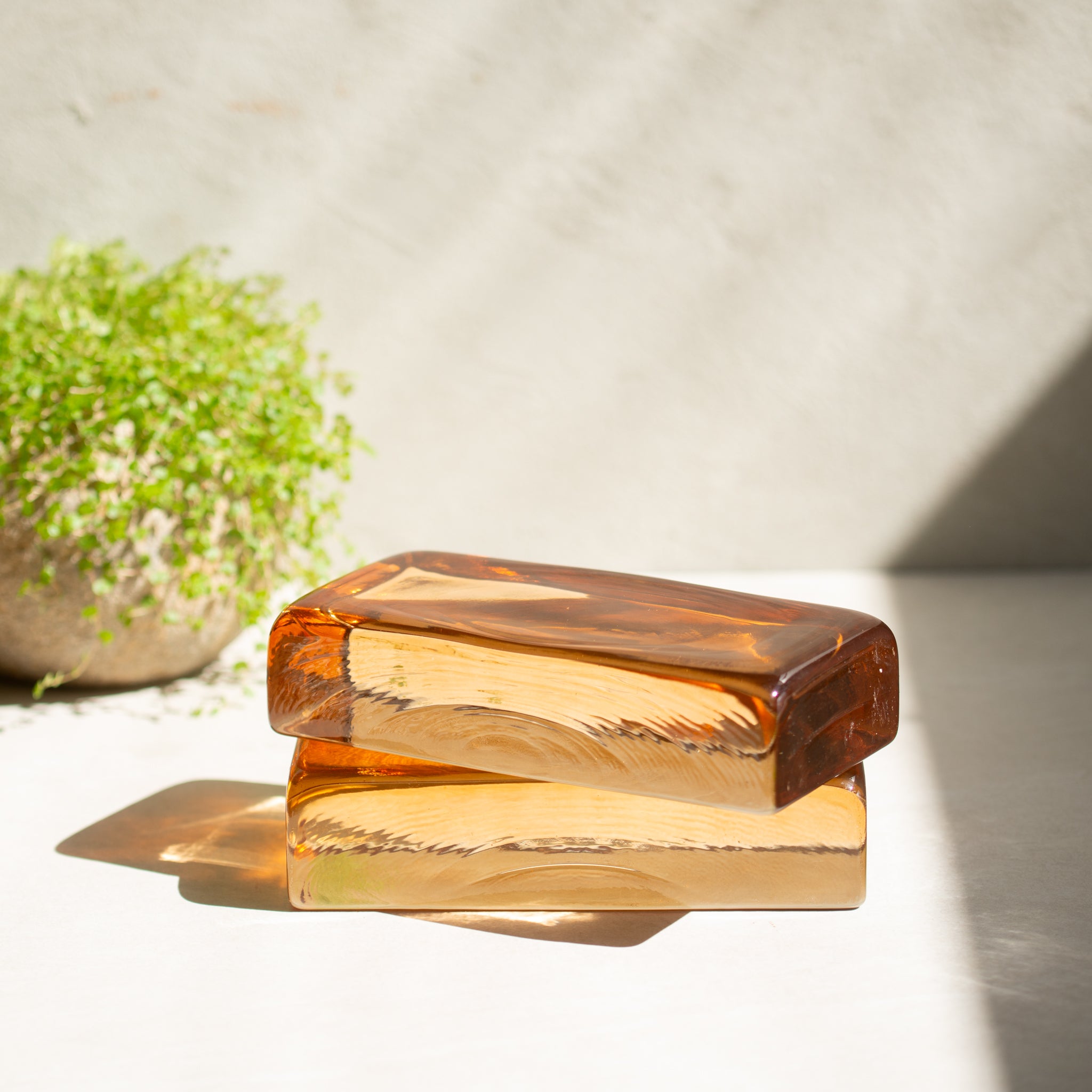 Glass Brick Sculpture | Amber