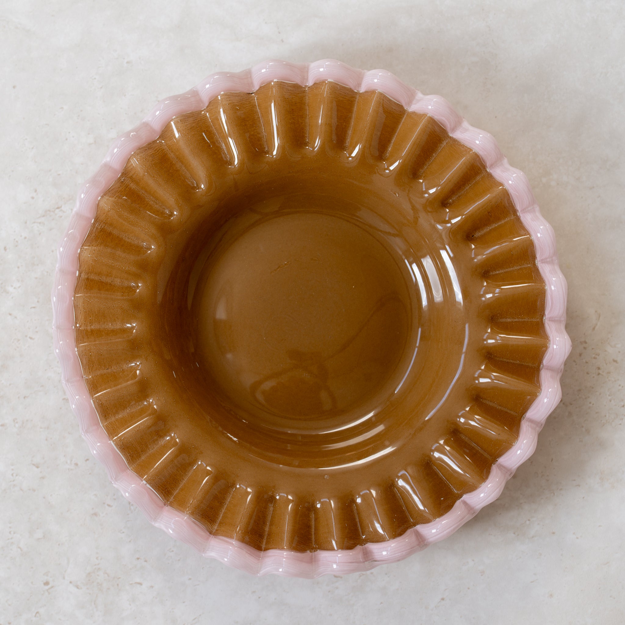 Glass Frill Dish | Signe | Caramel Pink