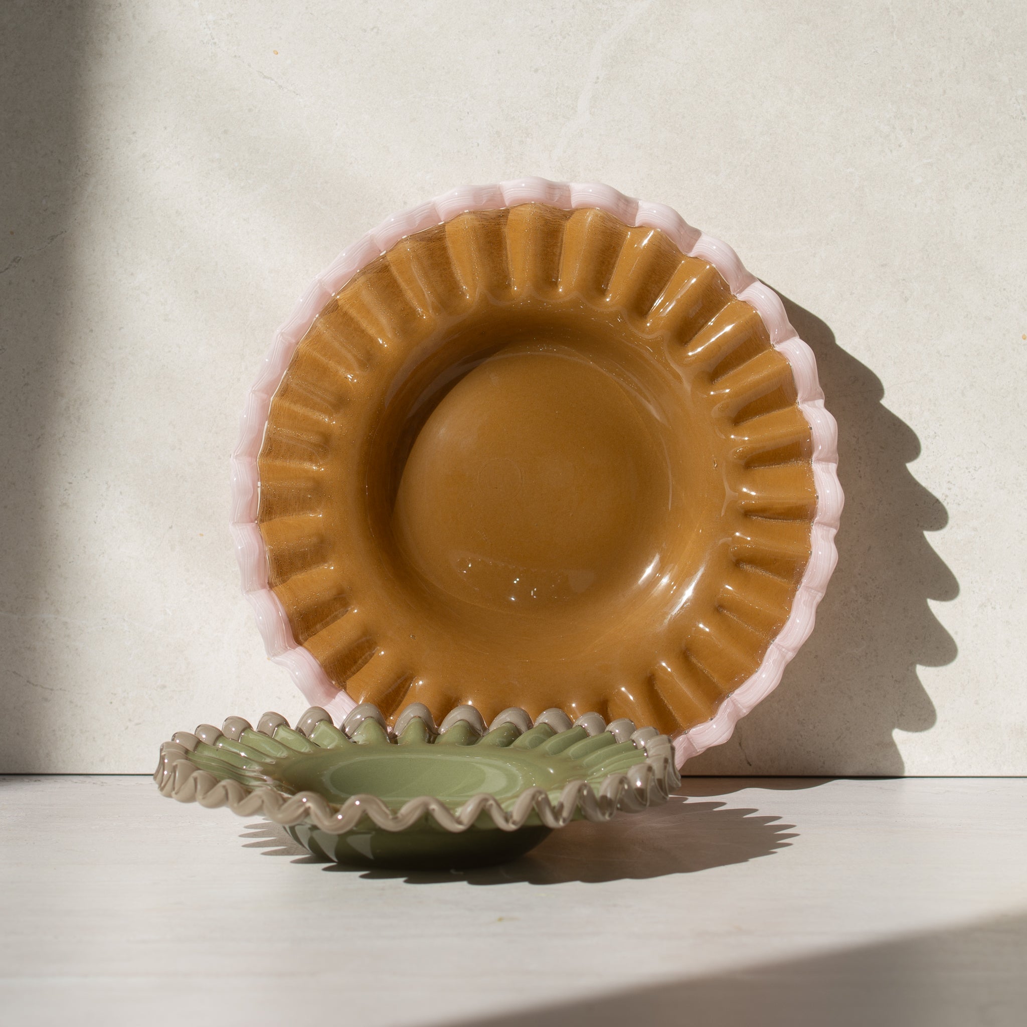 Glass Frill Dish | Signe | Caramel Pink