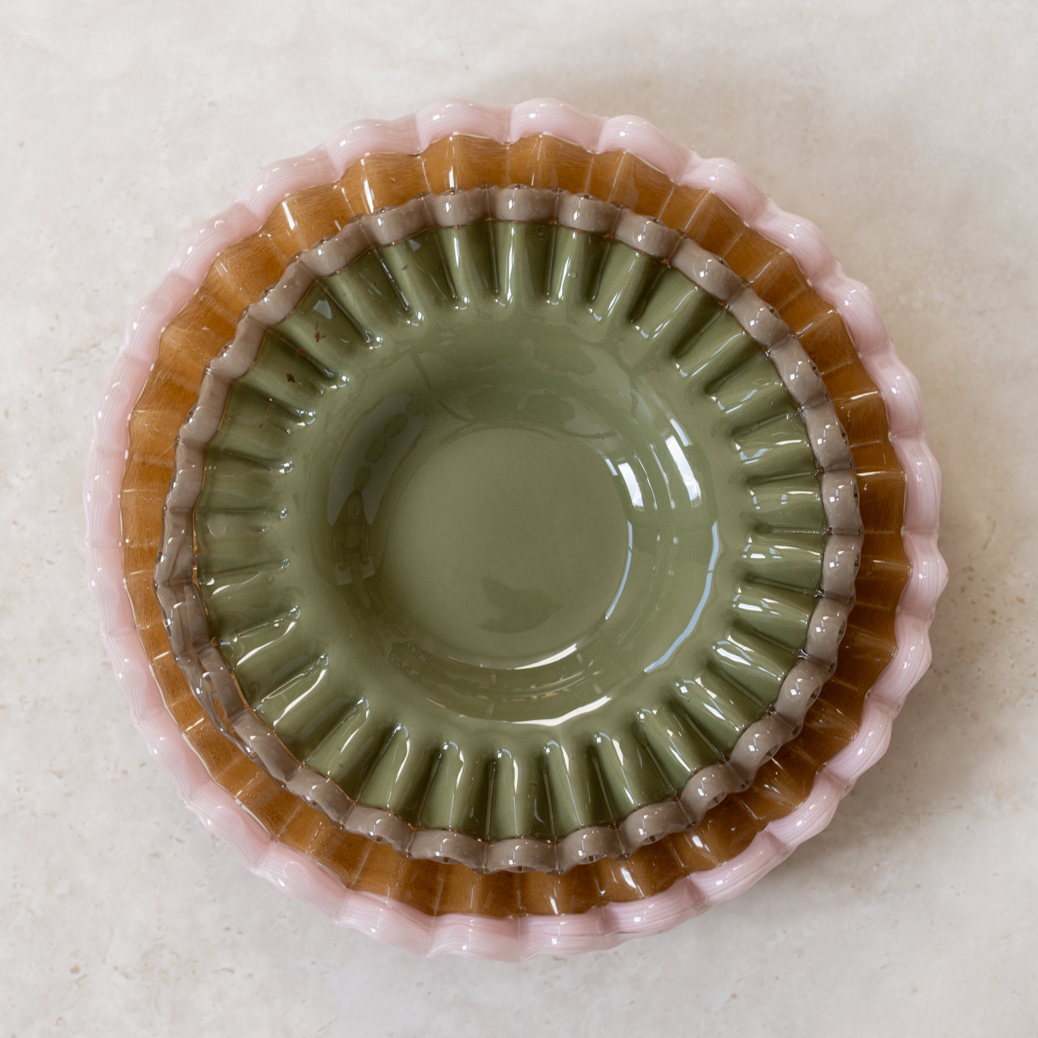 Glass Frill Dish | Signe | Green Grey