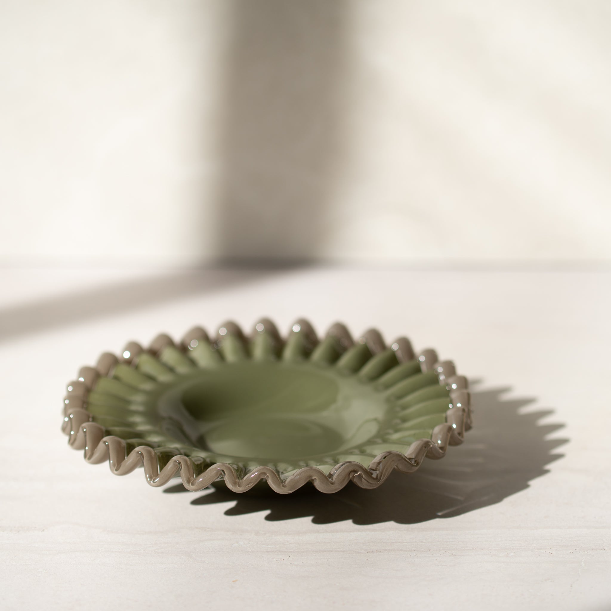 Glass Frill Dish | Signe | Green Grey