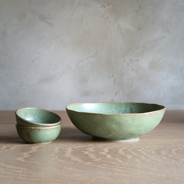 Japanese Ceramics | Green Fade | Oval Bowl | Large