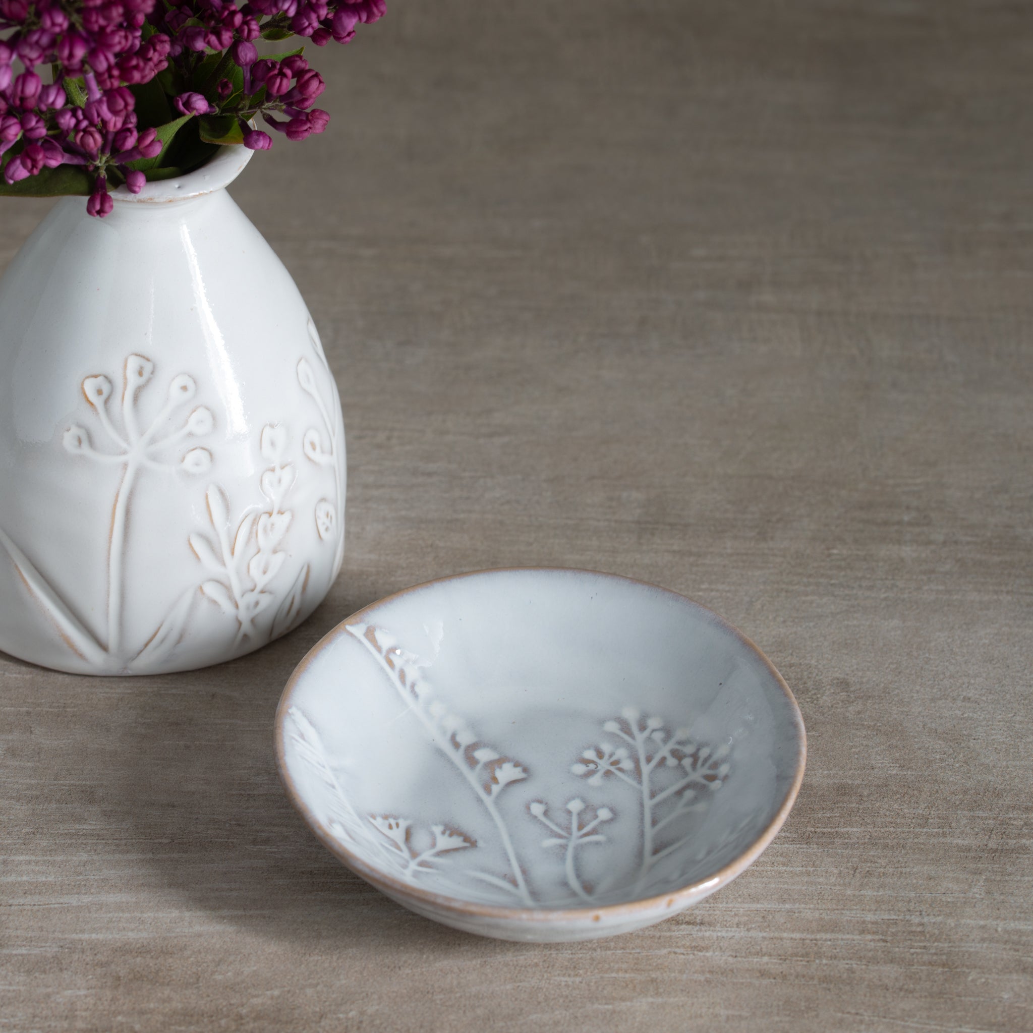Hedgerow Ceramic Trinket Dish | White