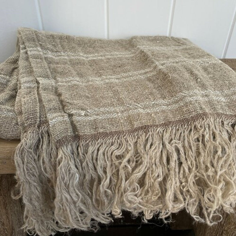 Rustic Linen Handloomed Hand Towel | White Stripe