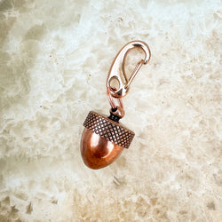 Copper Acorn Locket Key Ring