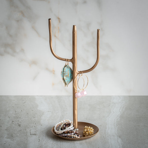 Hand Forged Jewellery Stand | Matte Brass | Tall