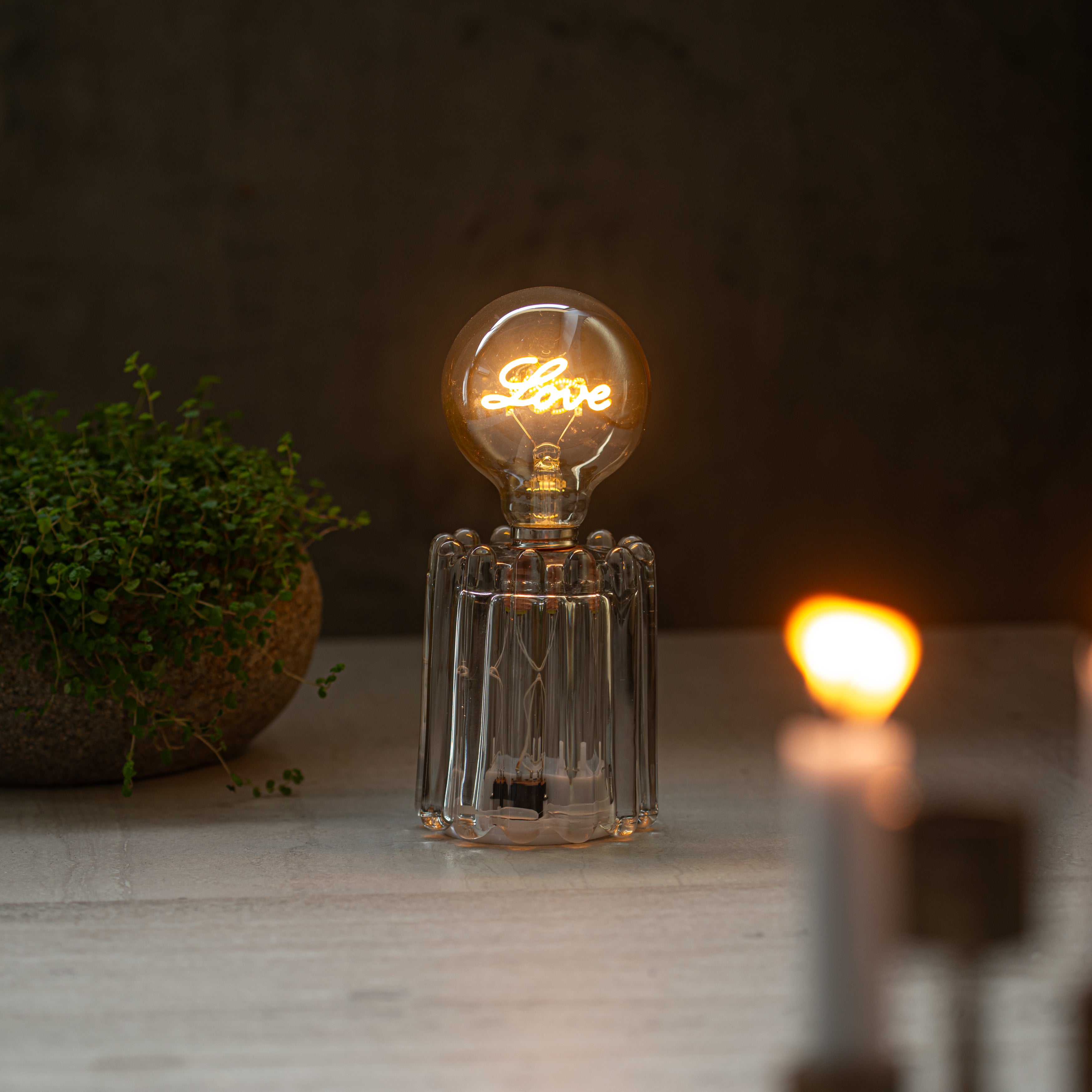 Glass Love Lamp | Grey