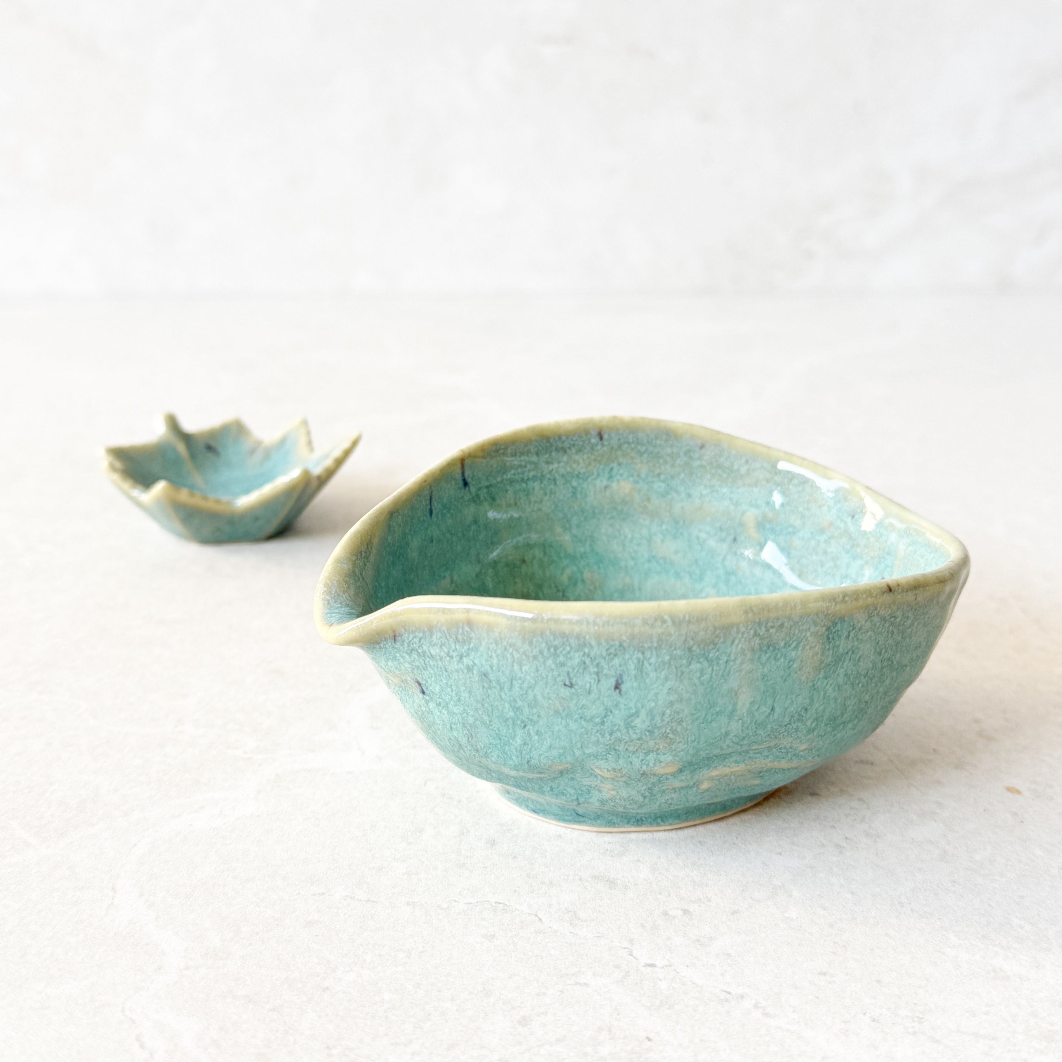 Japanese Ceramics | Mini Maple Dish | Aqua
