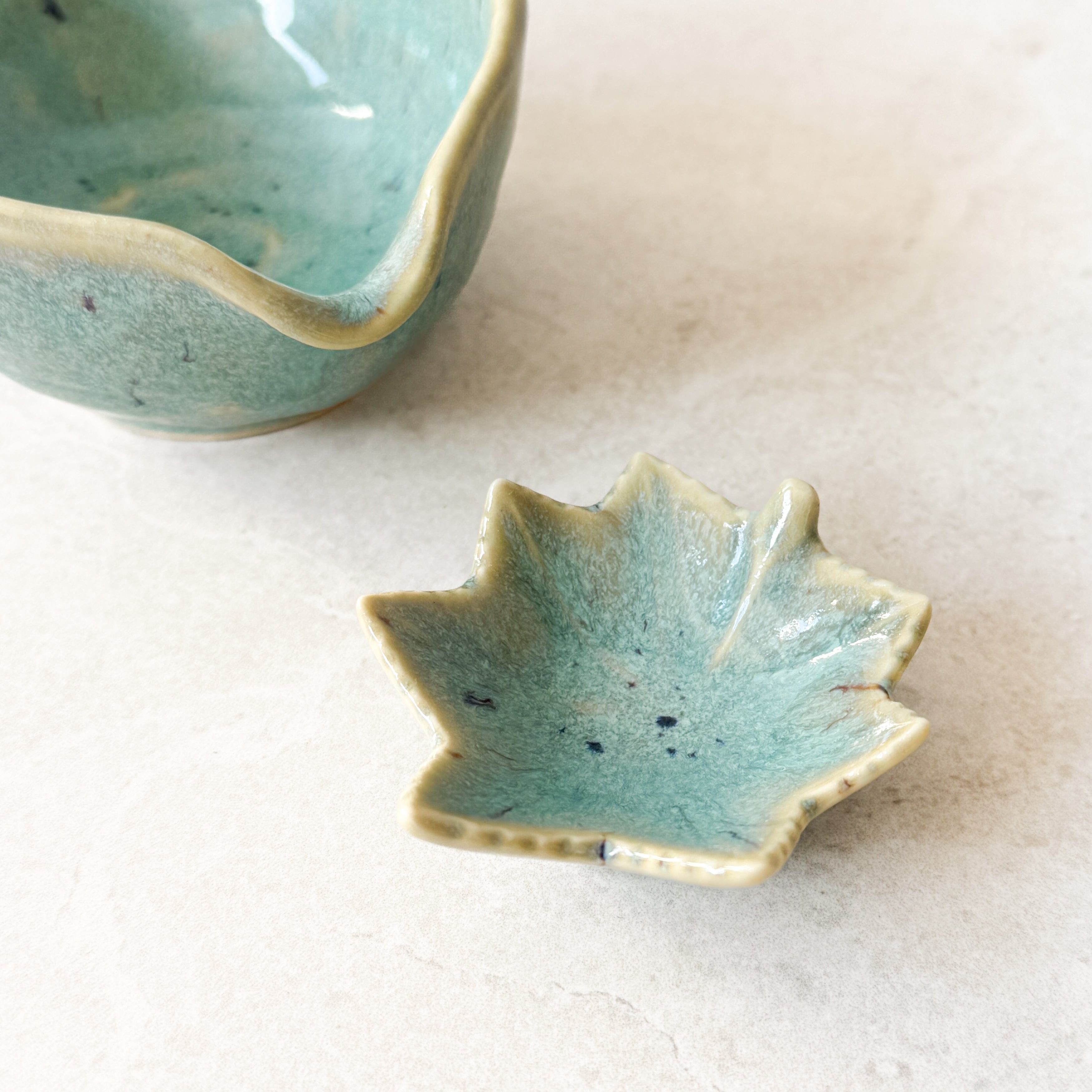 Japanese Ceramics | Mini Maple Dish | Aqua