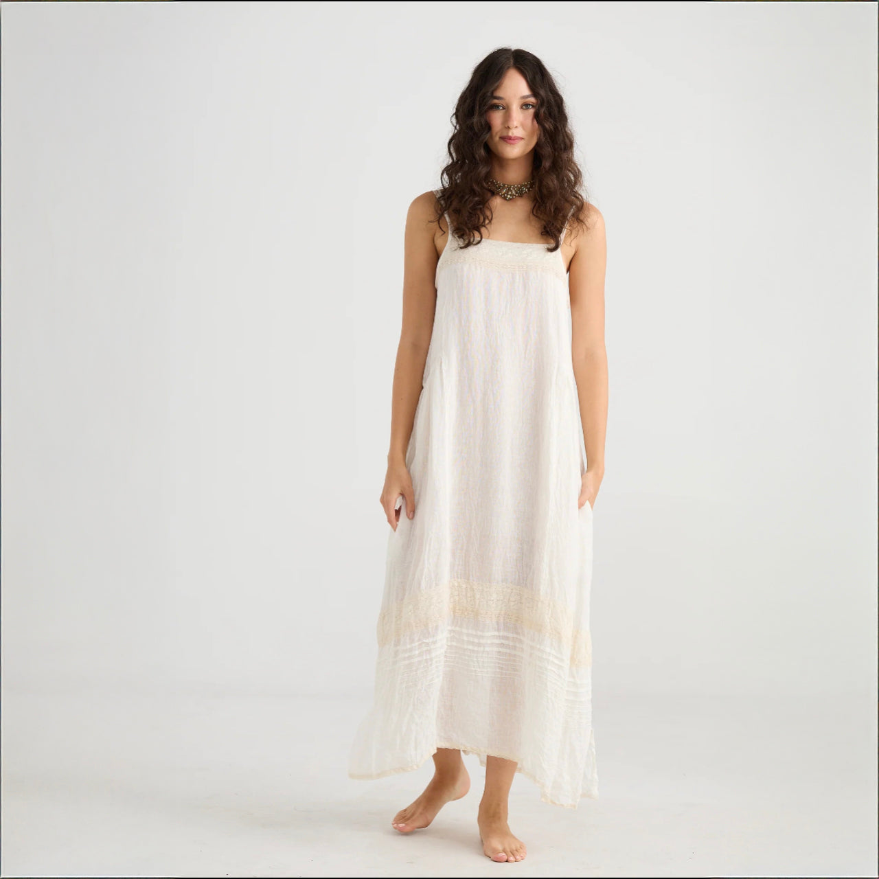 Isadore Linen Cami Dress | Cream