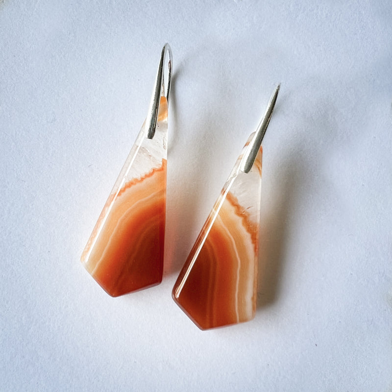 Natural Stone Earrings | Banded Agate Orange [A]