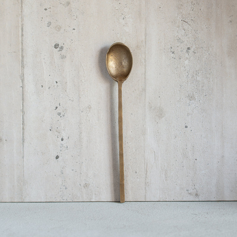 Hand Forged Spoon | Oval | Antique Brass | 17cm