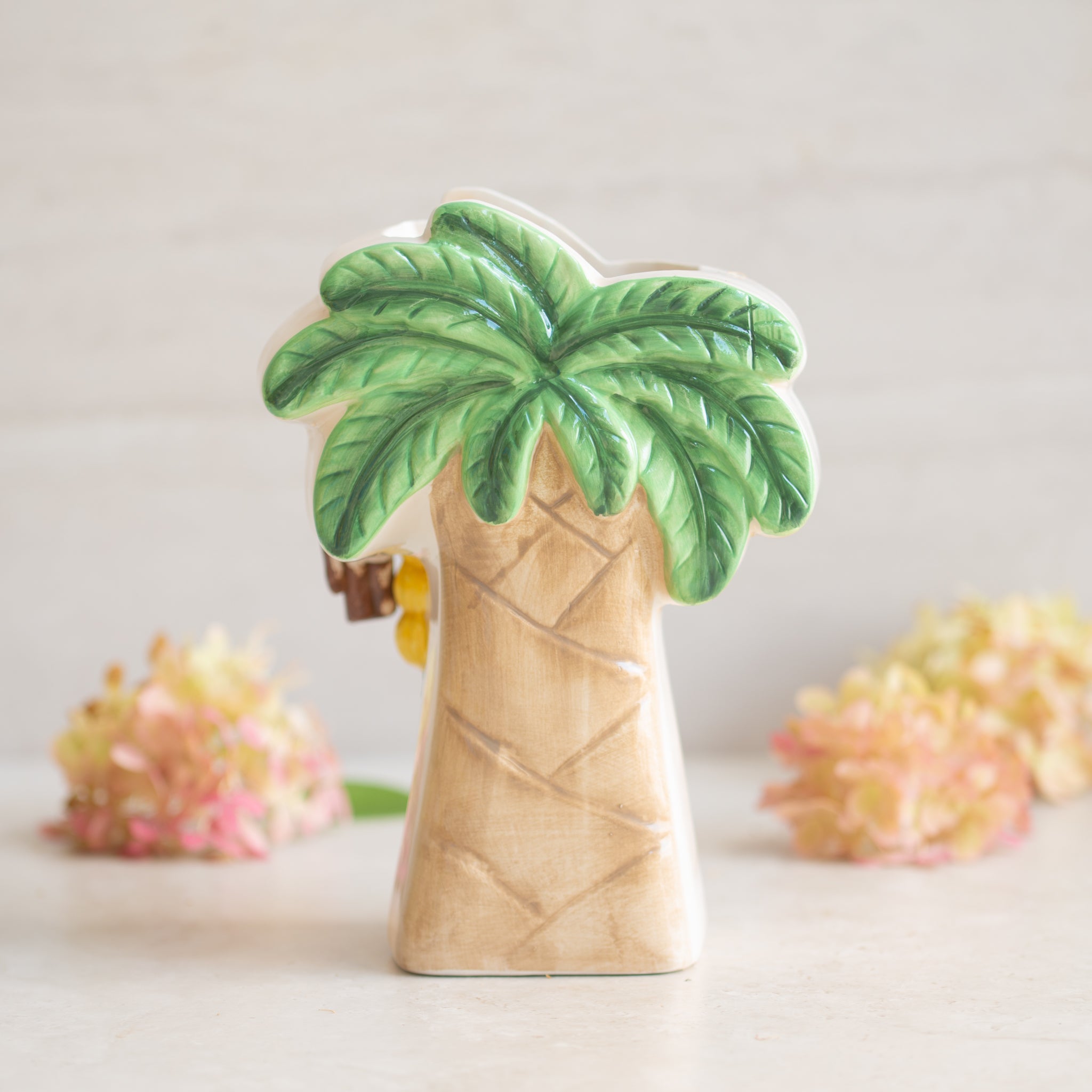 Ceramic Vase | Palm Tree + Monkey
