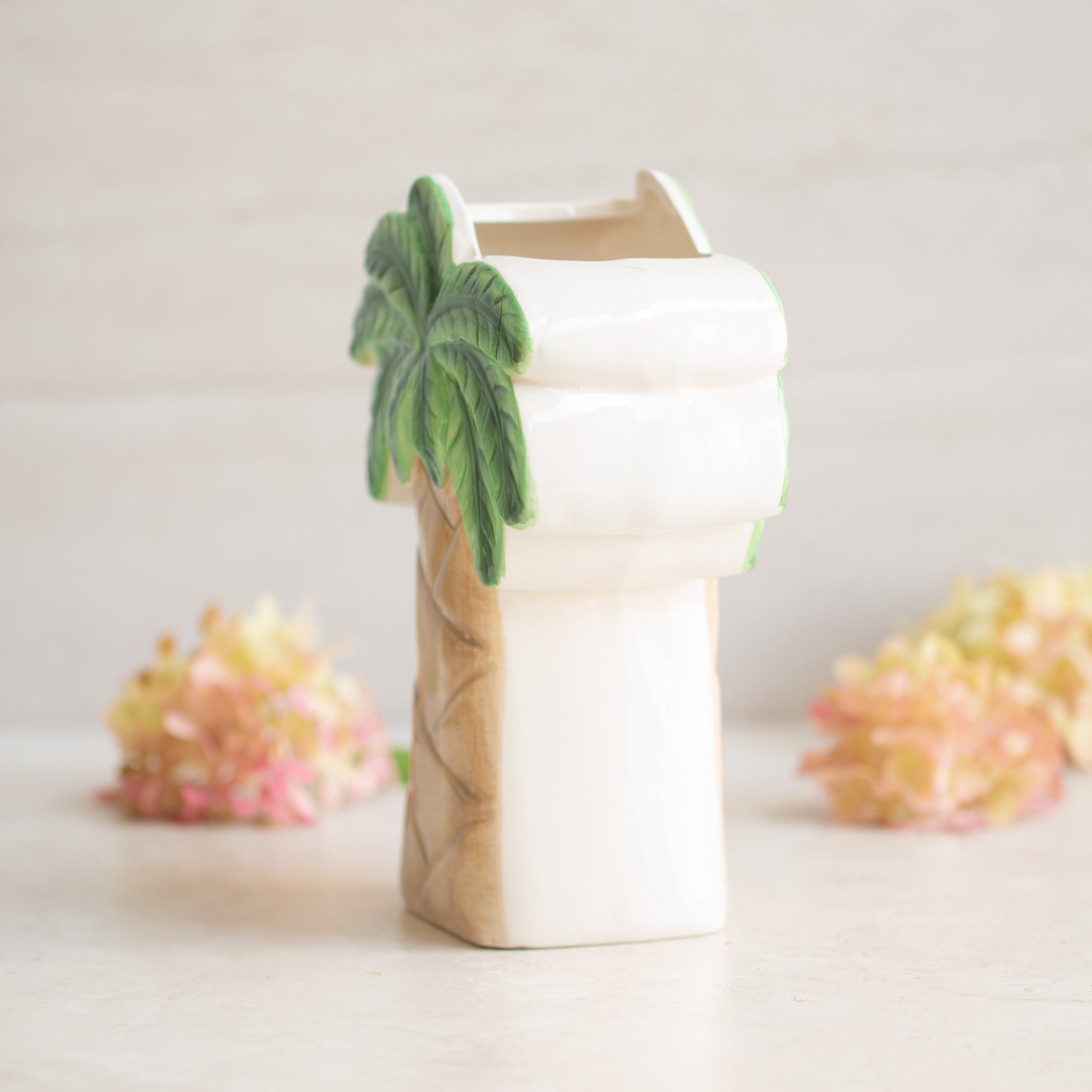 Ceramic Vase | Palm Tree + Monkey