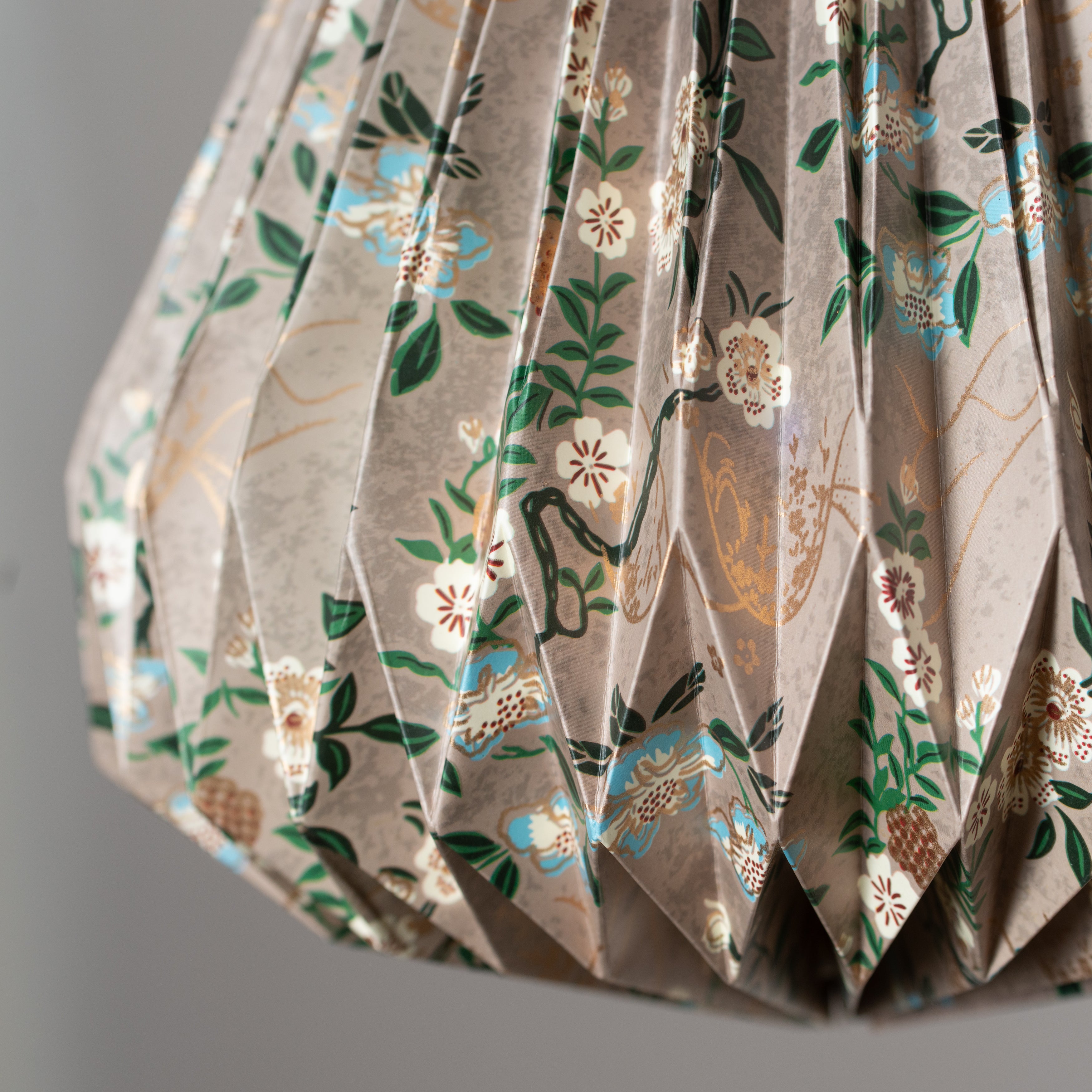 Pleated | Paper Light Shade | Teardrop | Natural Floral