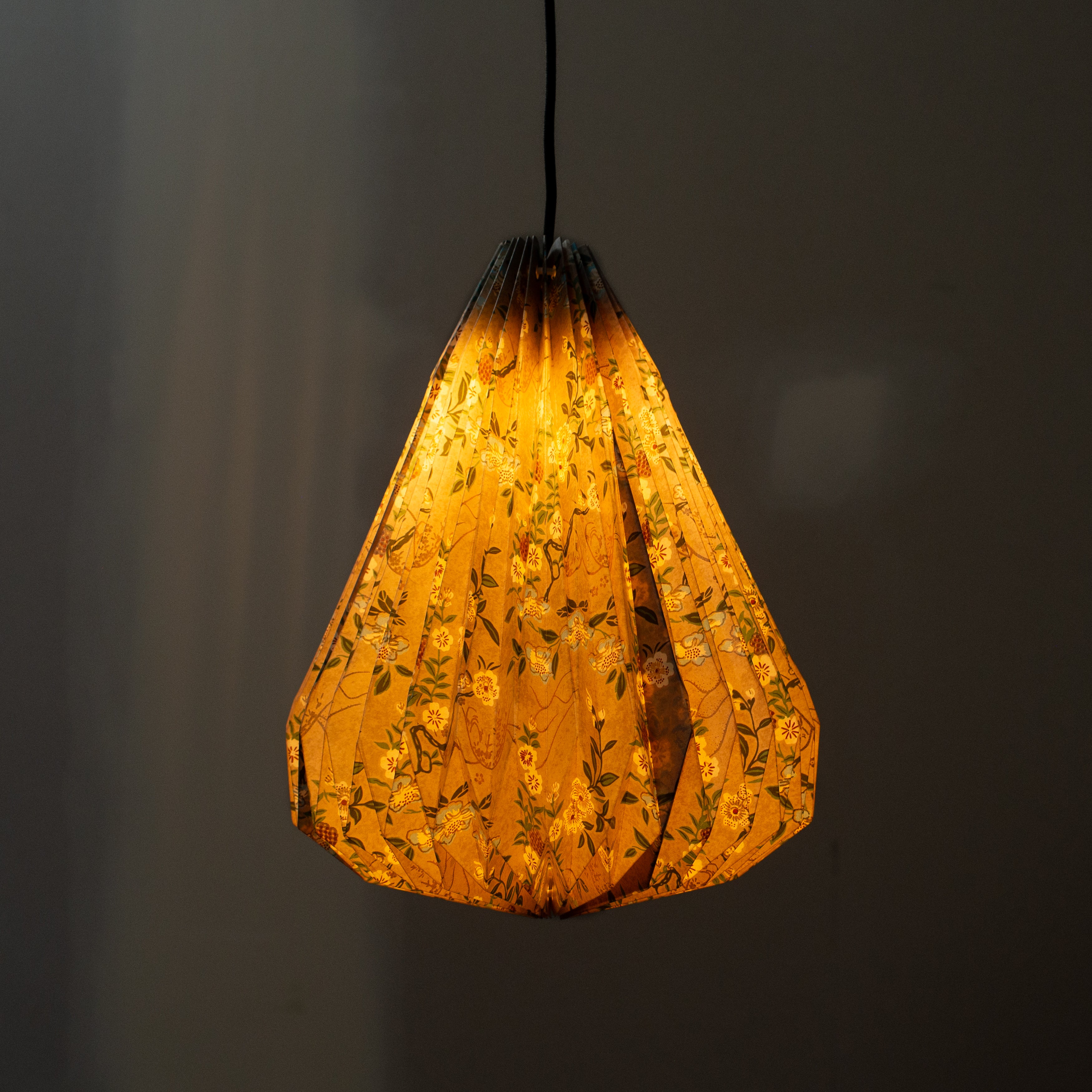 Pleated | Paper Light Shade | Teardrop | Natural Floral