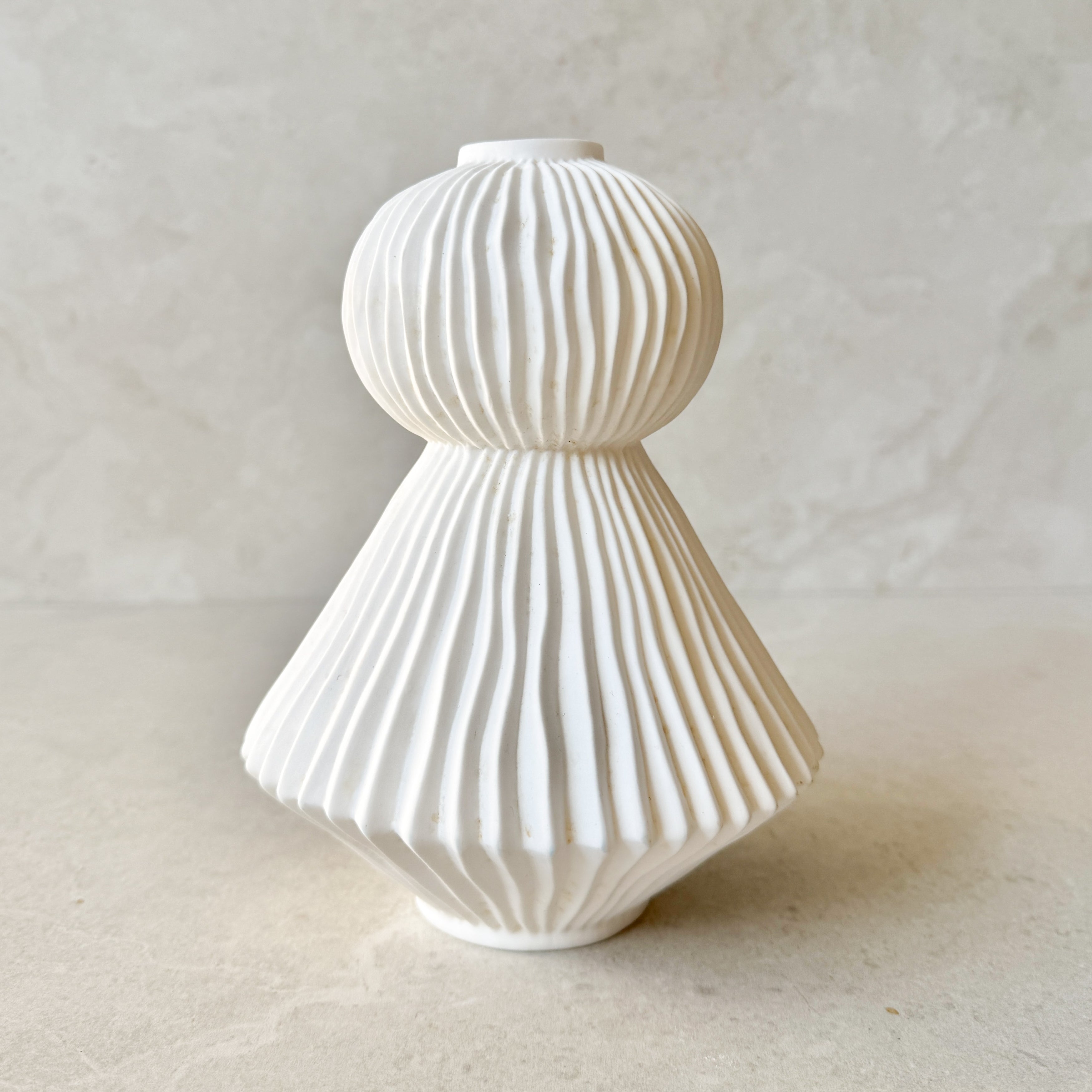 Two Tier Pleated Vase | White Porcelain *MARKED