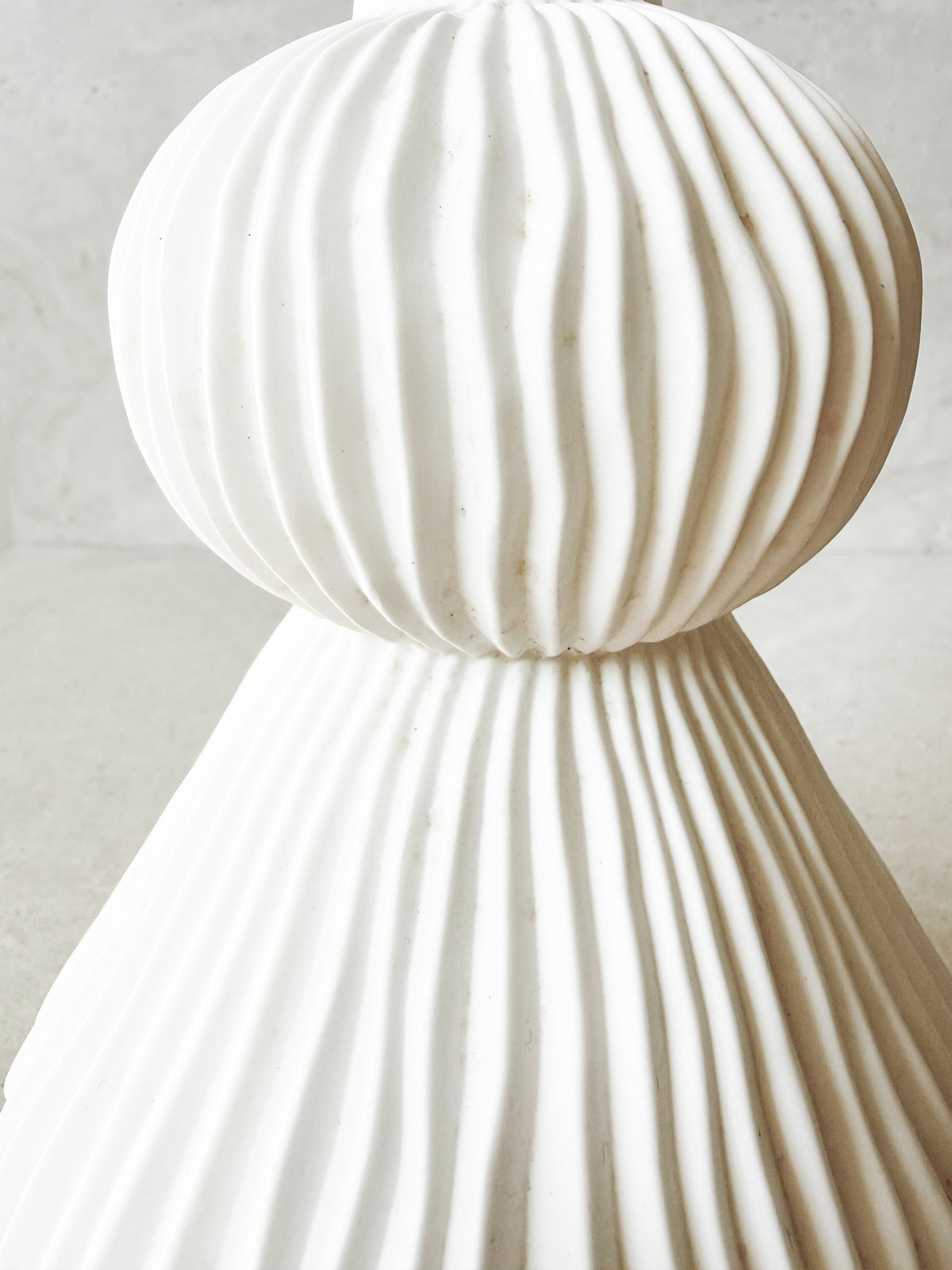 Two Tier Pleated Vase | White Porcelain *MARKED