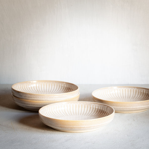 Japanese Ceramics | Ridged Alabaster Plate | High Rim