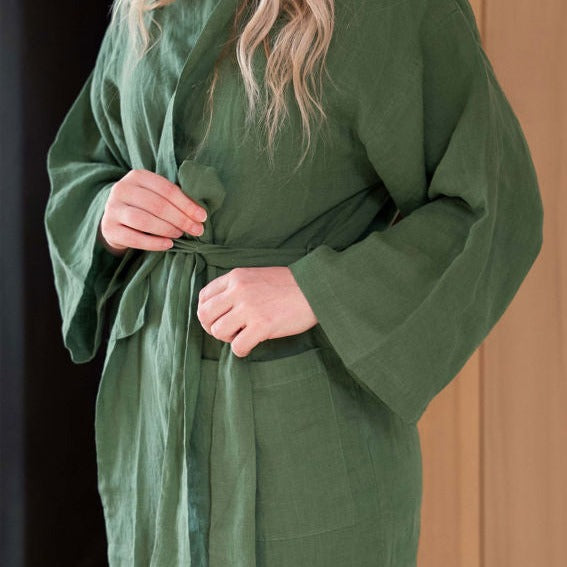 Linen Robe | Spearmint | Large
