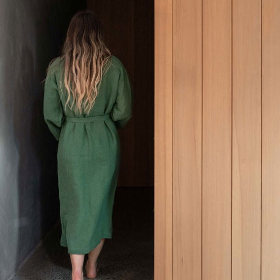 Linen Robe | Spearmint | Large