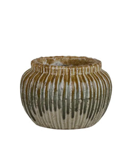 Eartha Ceramic Planter Pot | Olive/Teal | Medium